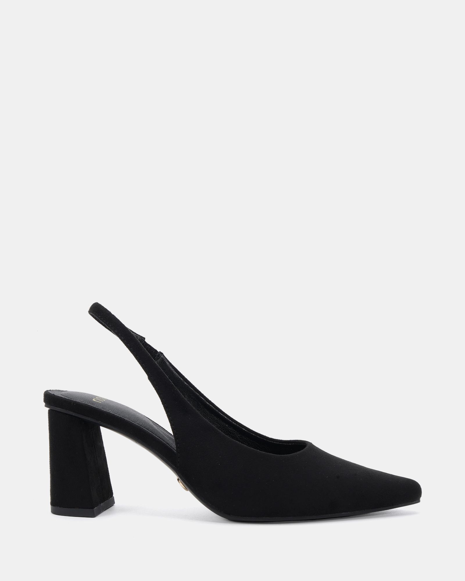 Isla Black Block Heel Slingback Point Court