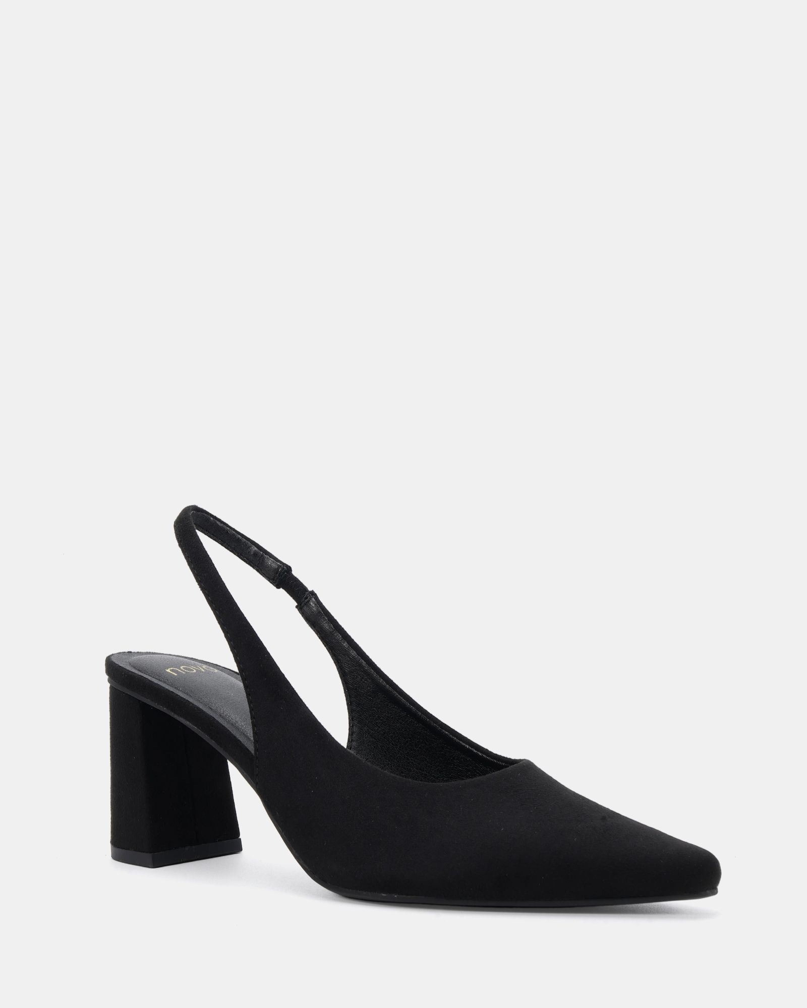 Isla Black Block Heel Slingback Point Court