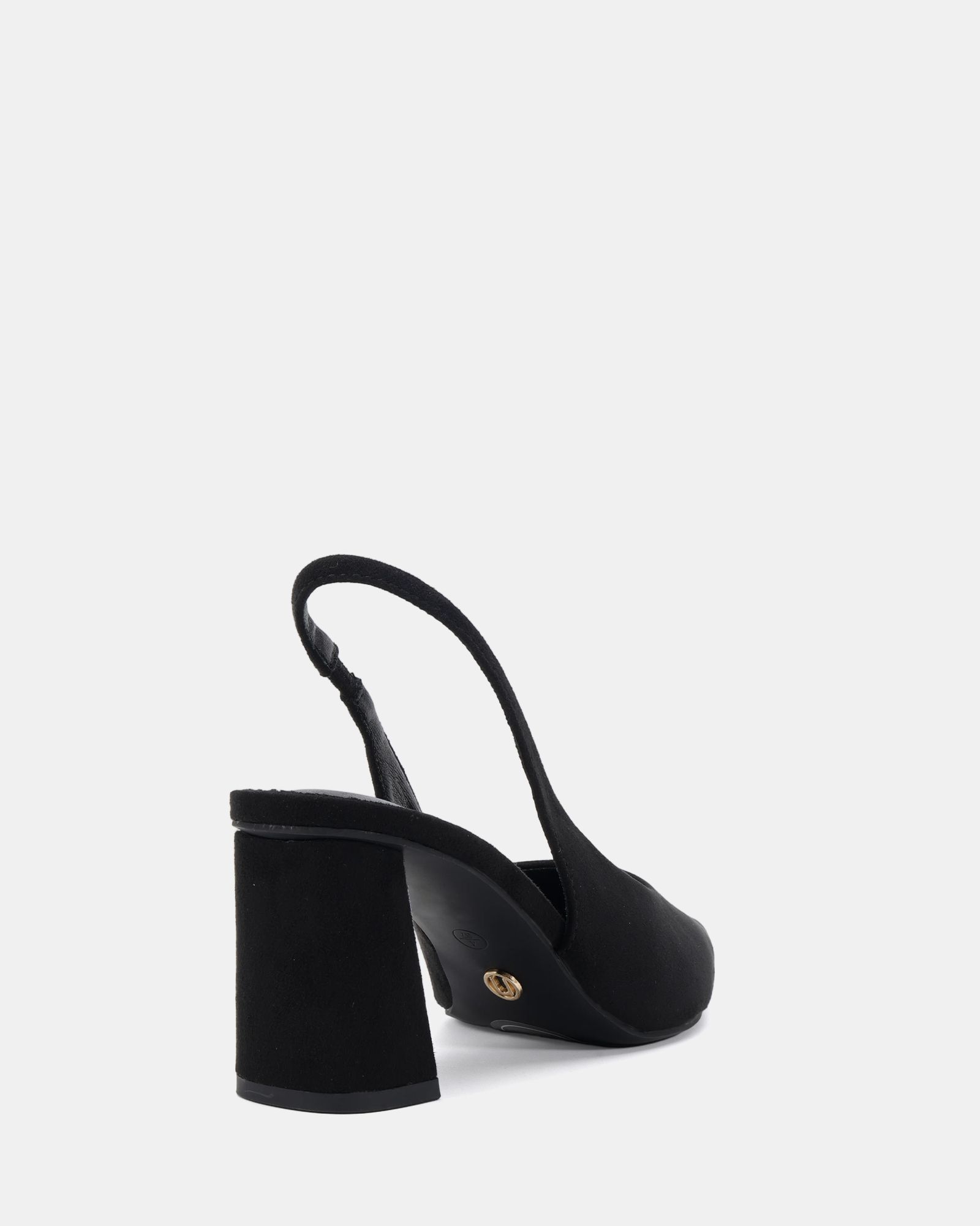 Wide Fit Isla Black Block Heel Slingback Point Court