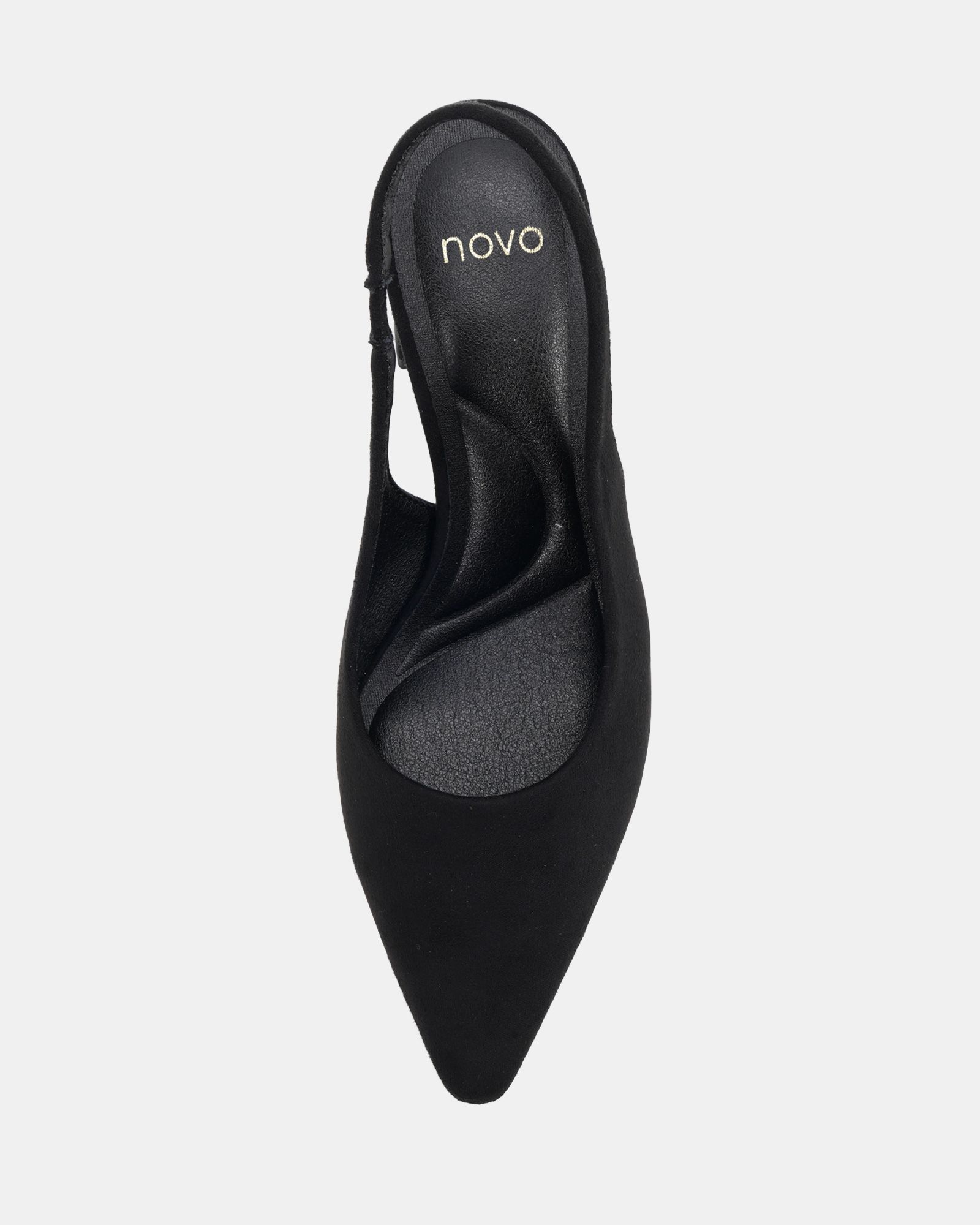 Wide Fit Isla Black Block Heel Slingback Point Court