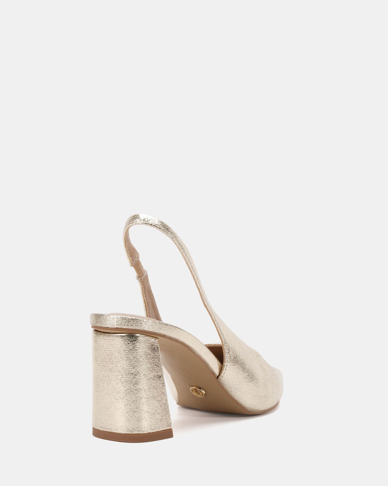 Isla Gold Block Heel Slingback Point Court