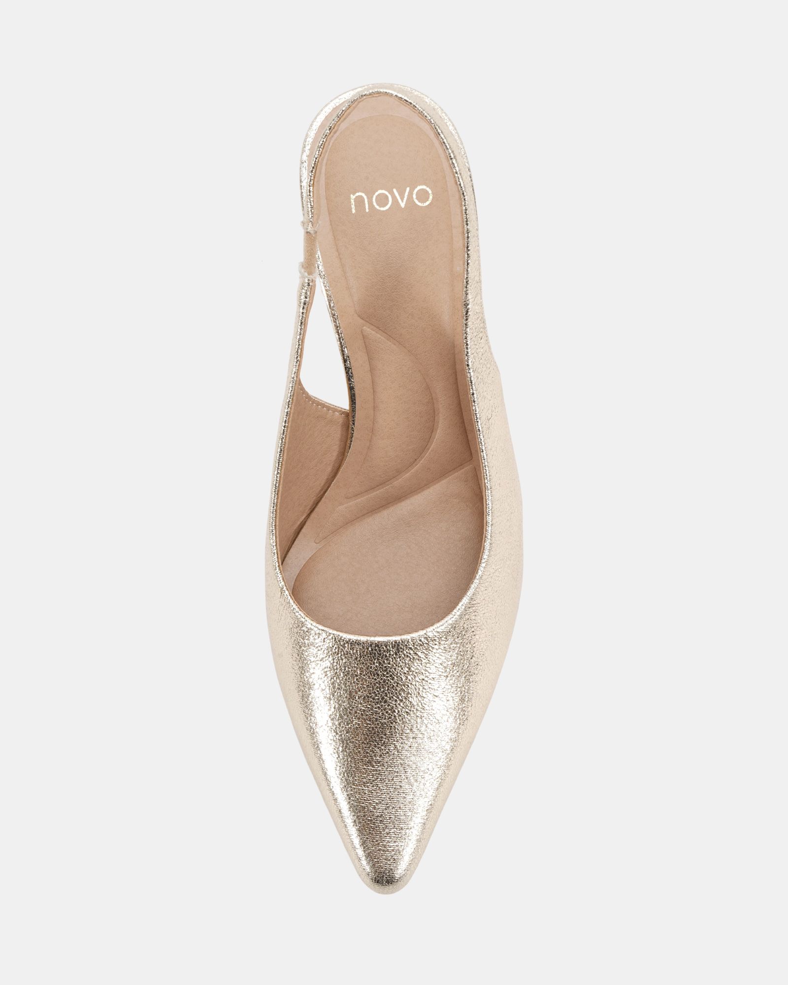 Isla Gold Block Heel Slingback Point Court
