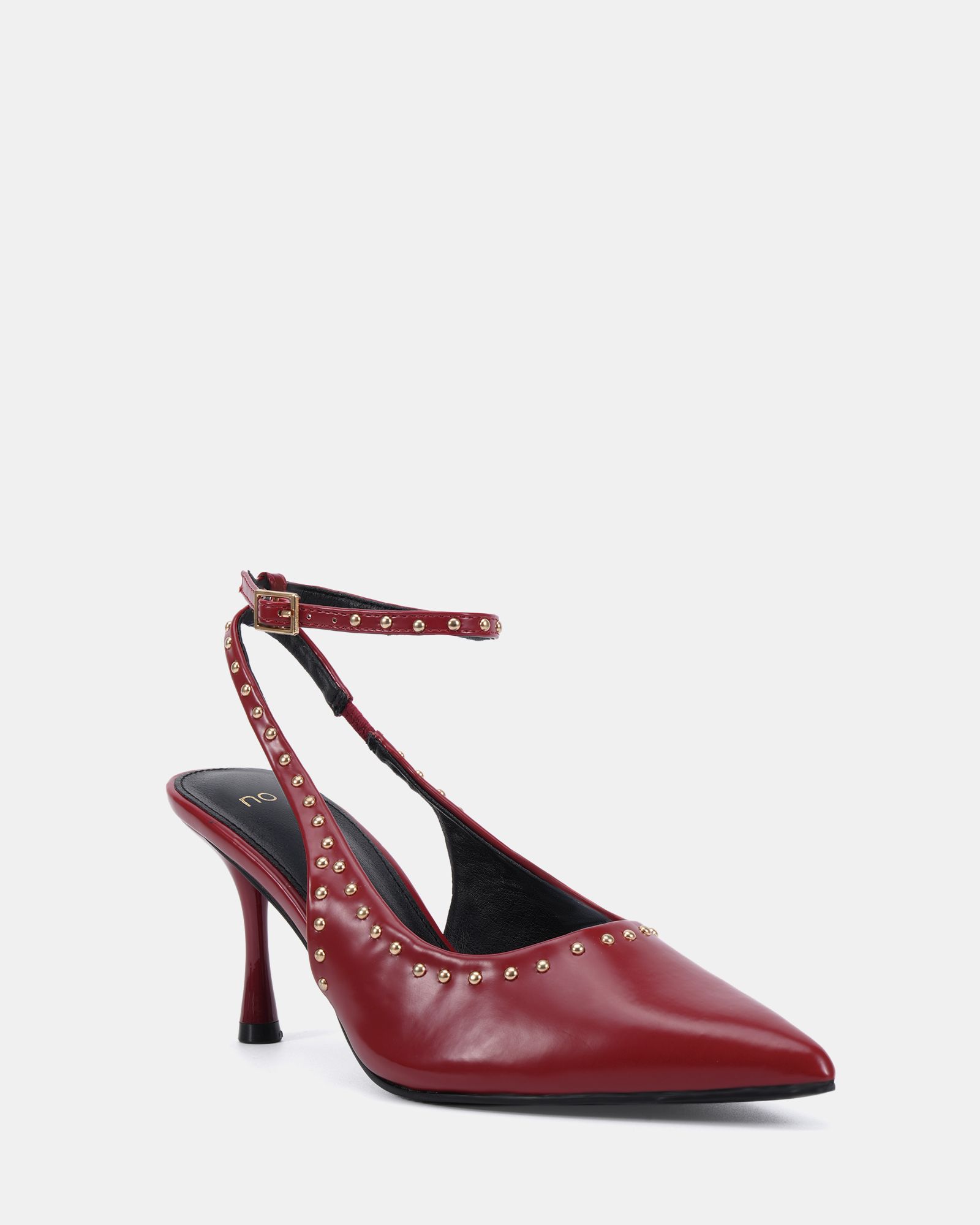 ITALIA Stud Detail Red Ankle Strap Point Court