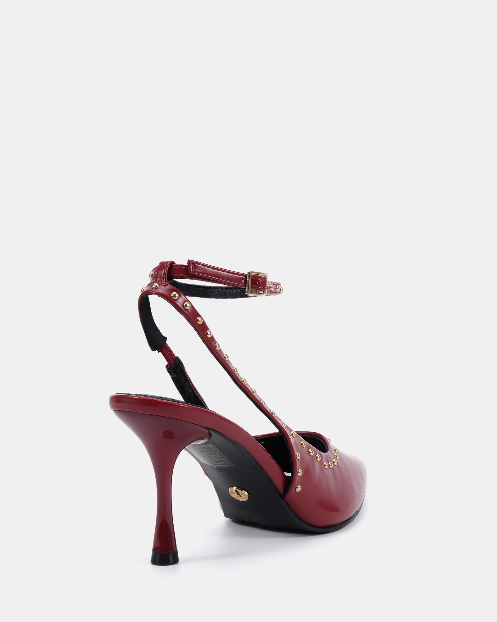 ITALIA Stud Detail Red Ankle Strap Point Court