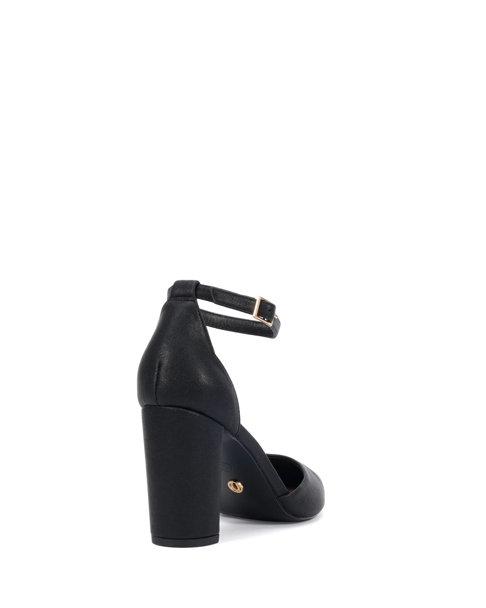 Wide Fit Ivar Black Two Part Block Heel Point Toe Ankle Strap