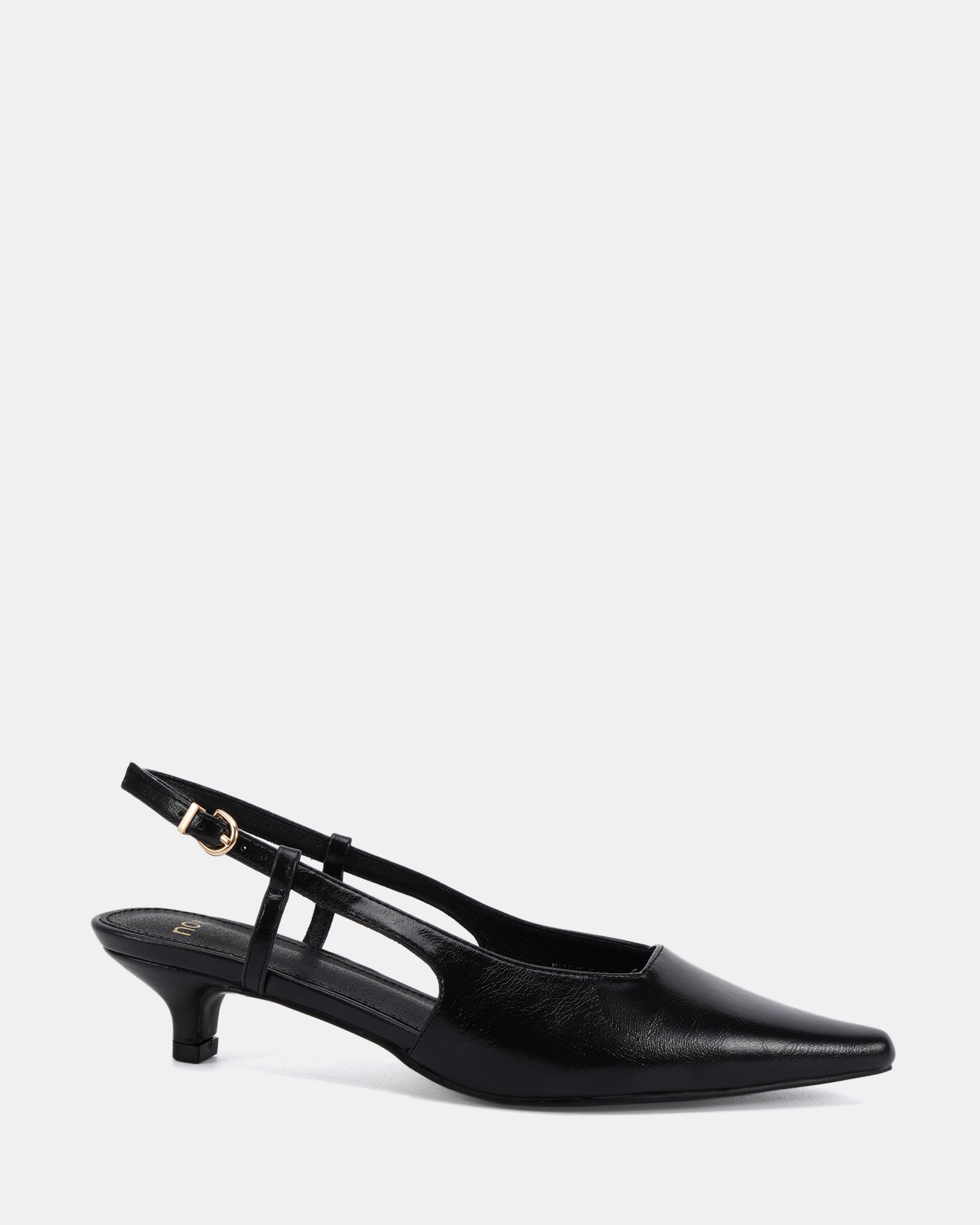 IZZY Black Low Heel Slingback Point Court