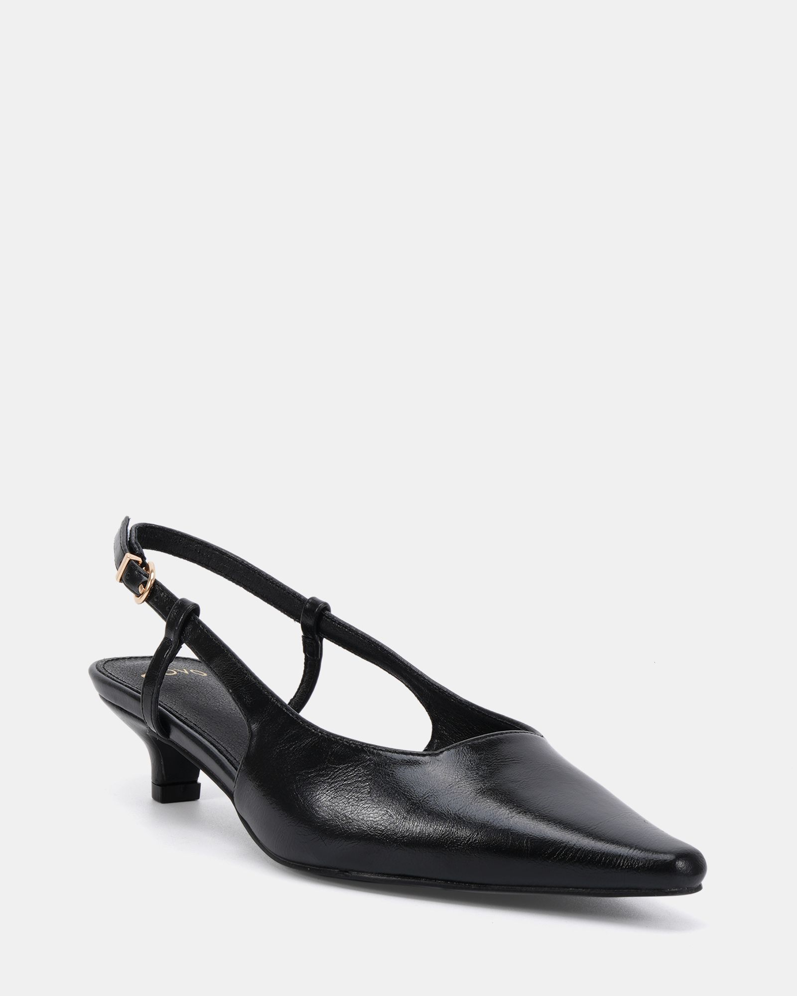 IZZY Black Low Heel Slingback Point Court