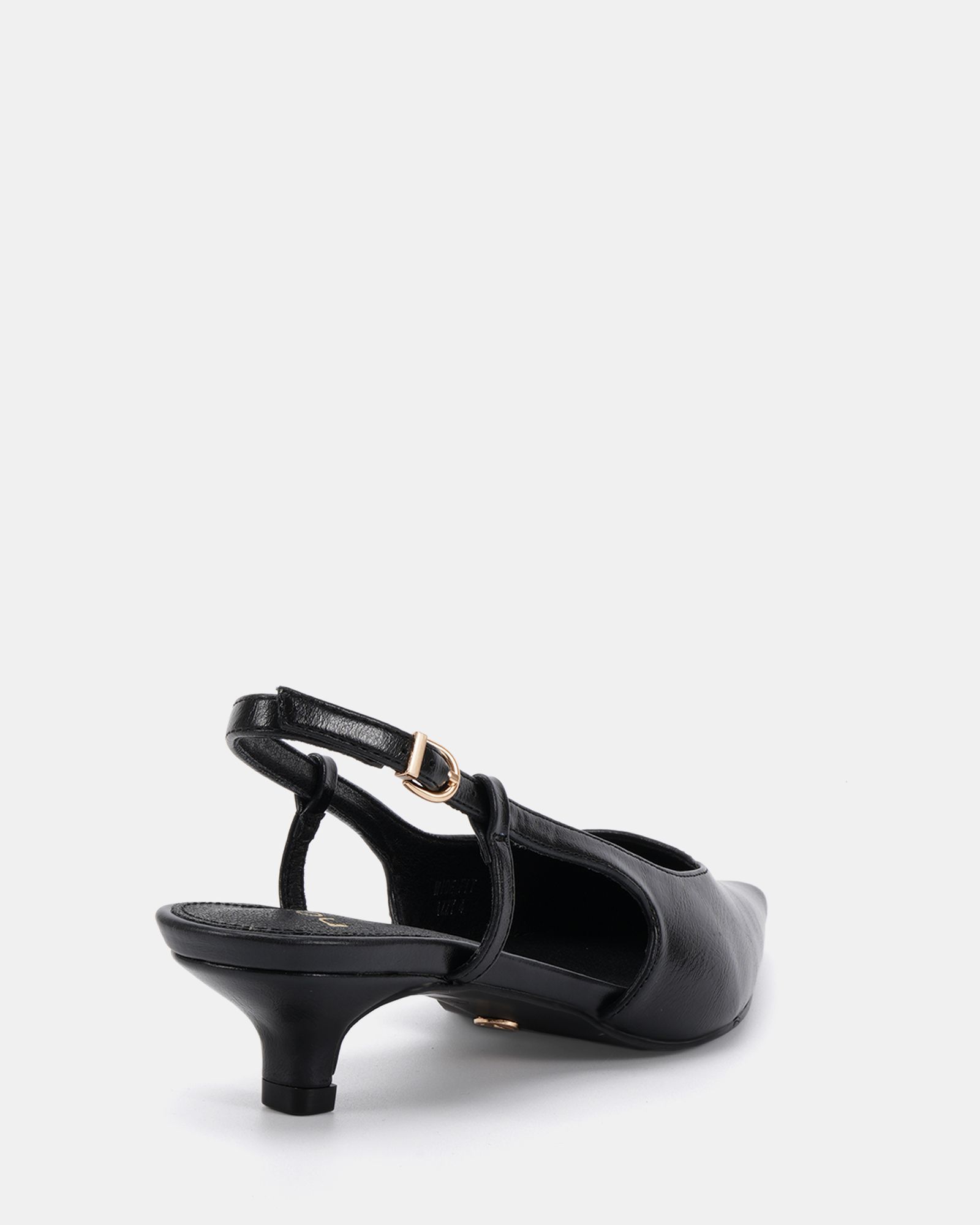 IZZY Black Low Heel Slingback Point Court