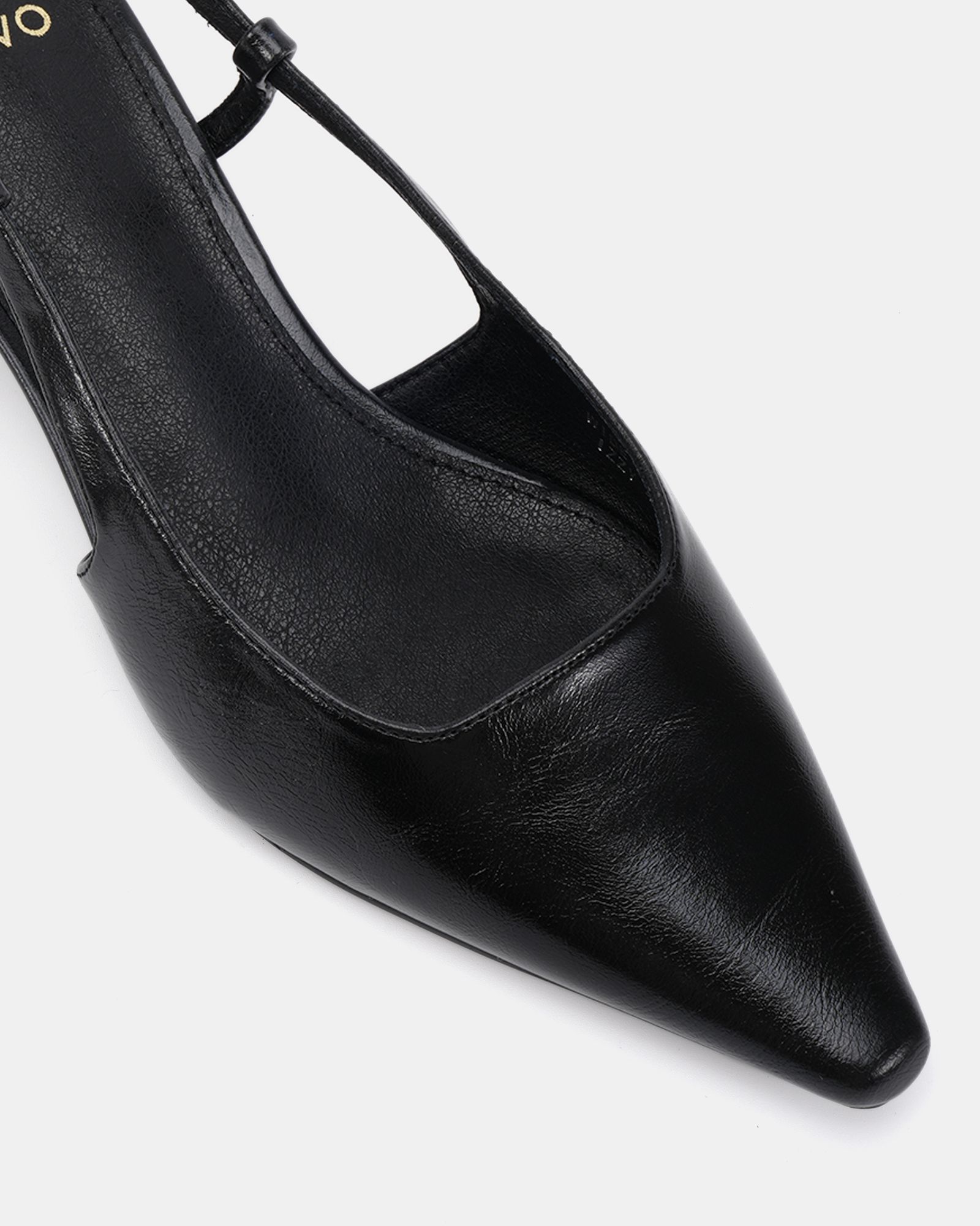 IZZY Black Low Heel Slingback Point Court