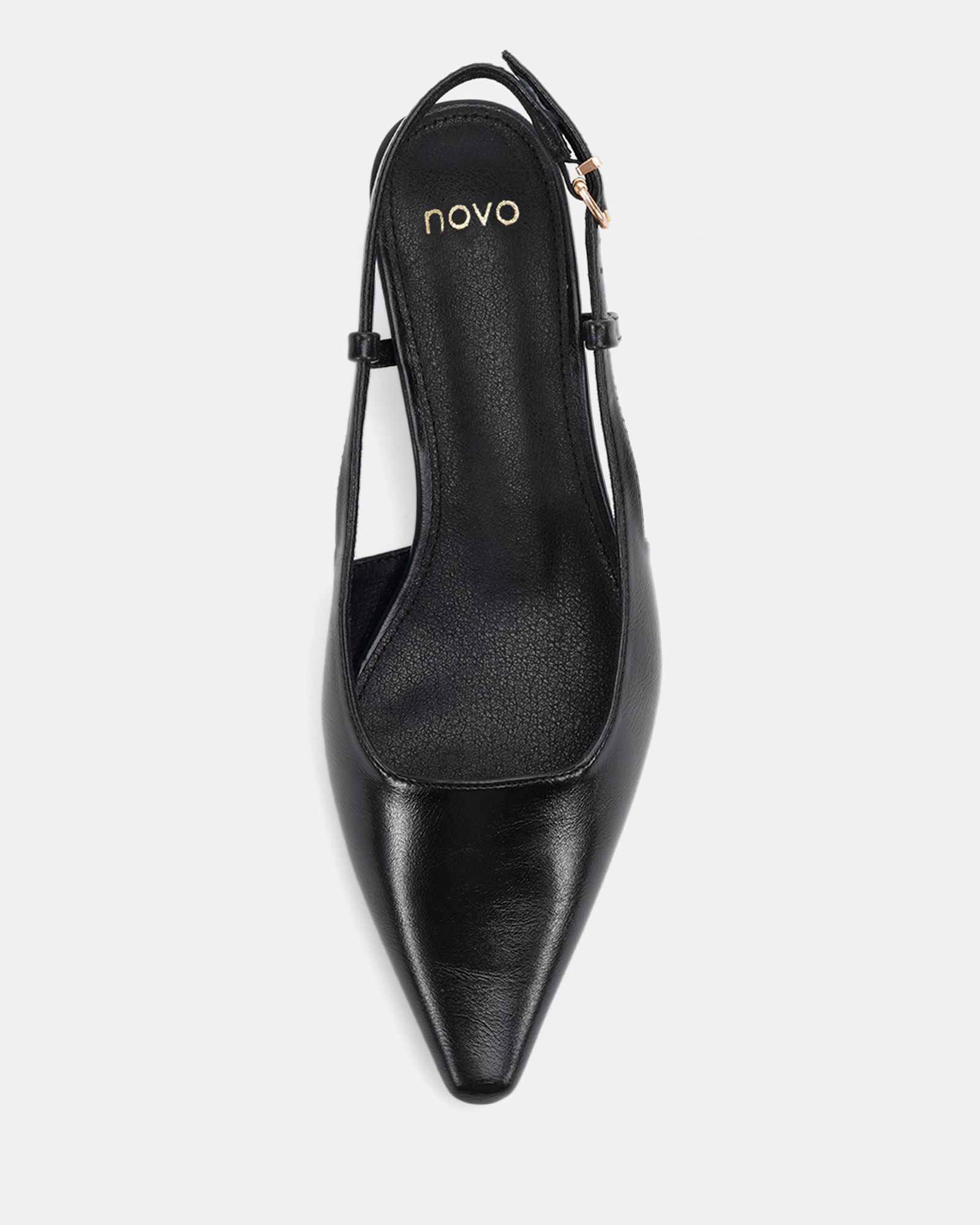 IZZY Black Low Heel Slingback Point Court