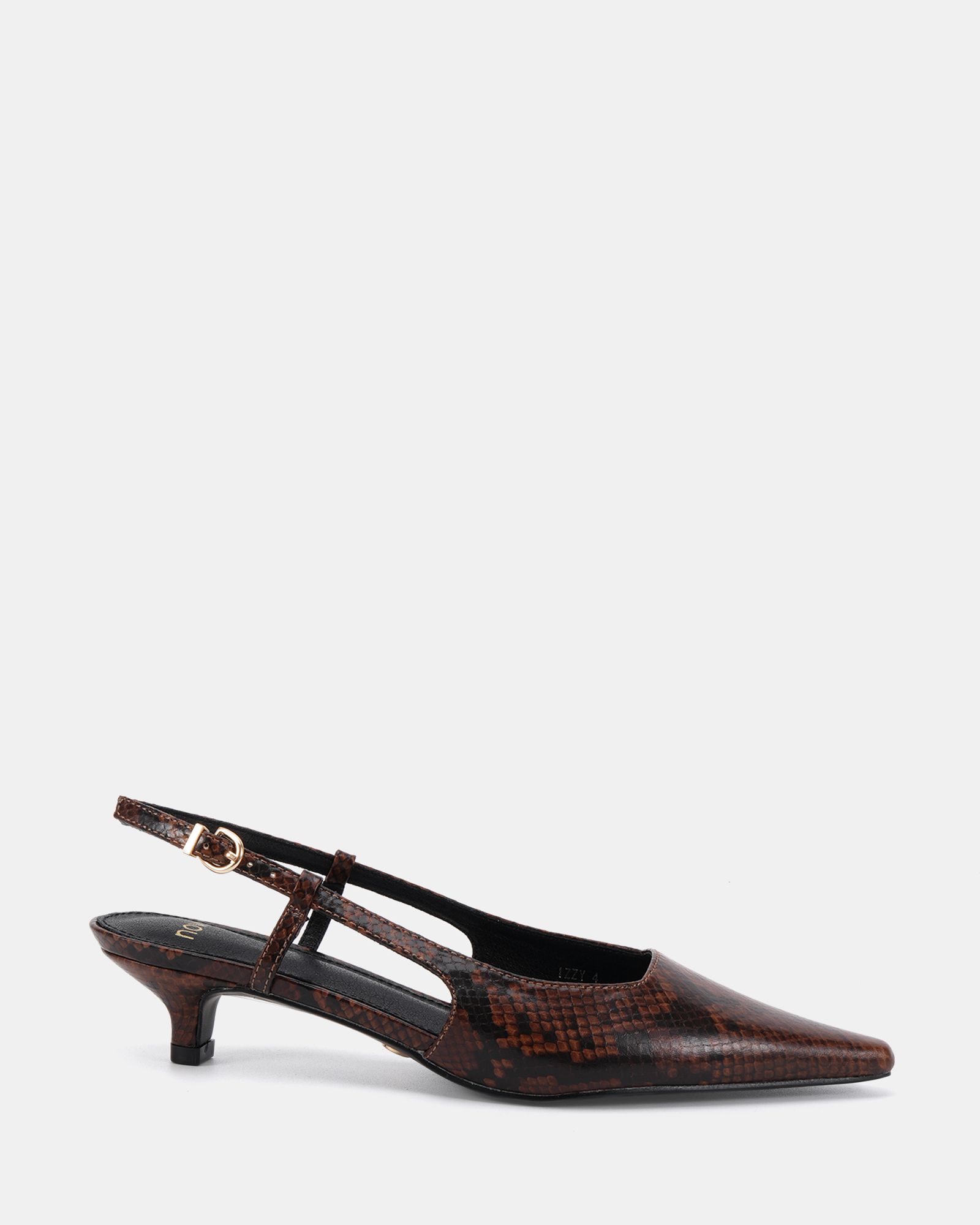 IZZY Brown Low Heel Slingback Point Court