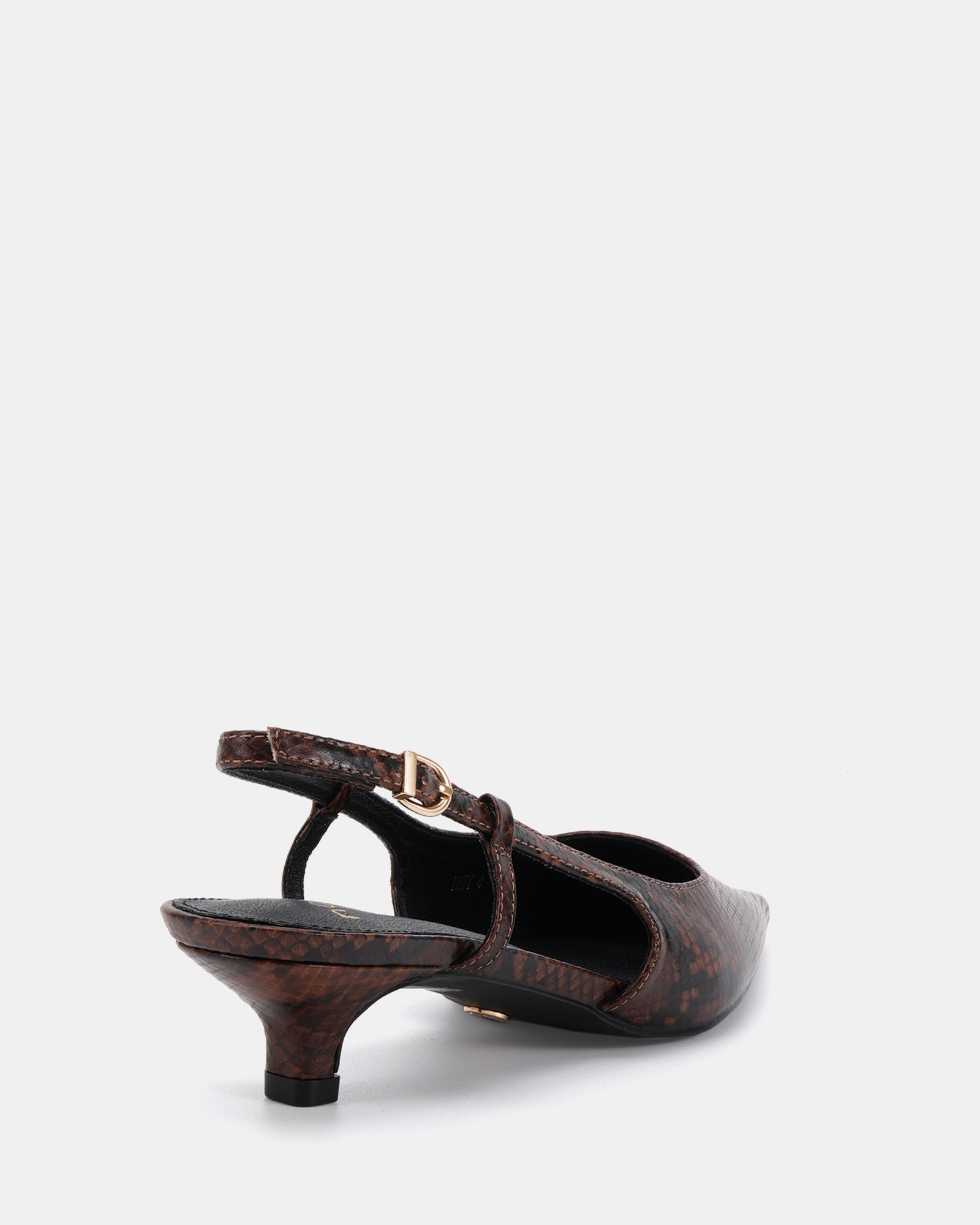 IZZY Brown Low Heel Slingback Point Court