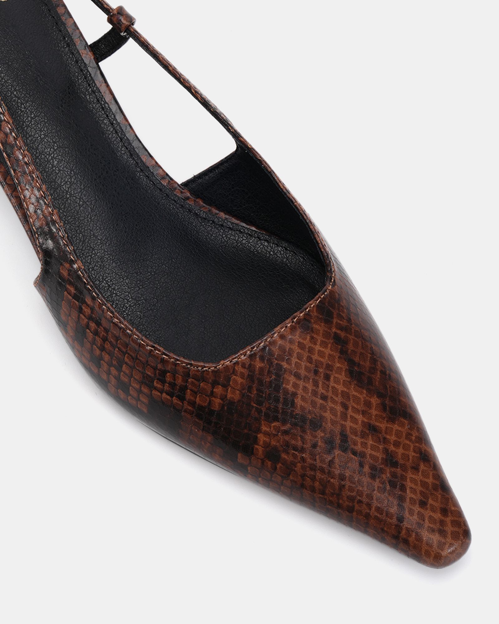 IZZY Brown Low Heel Slingback Point Court