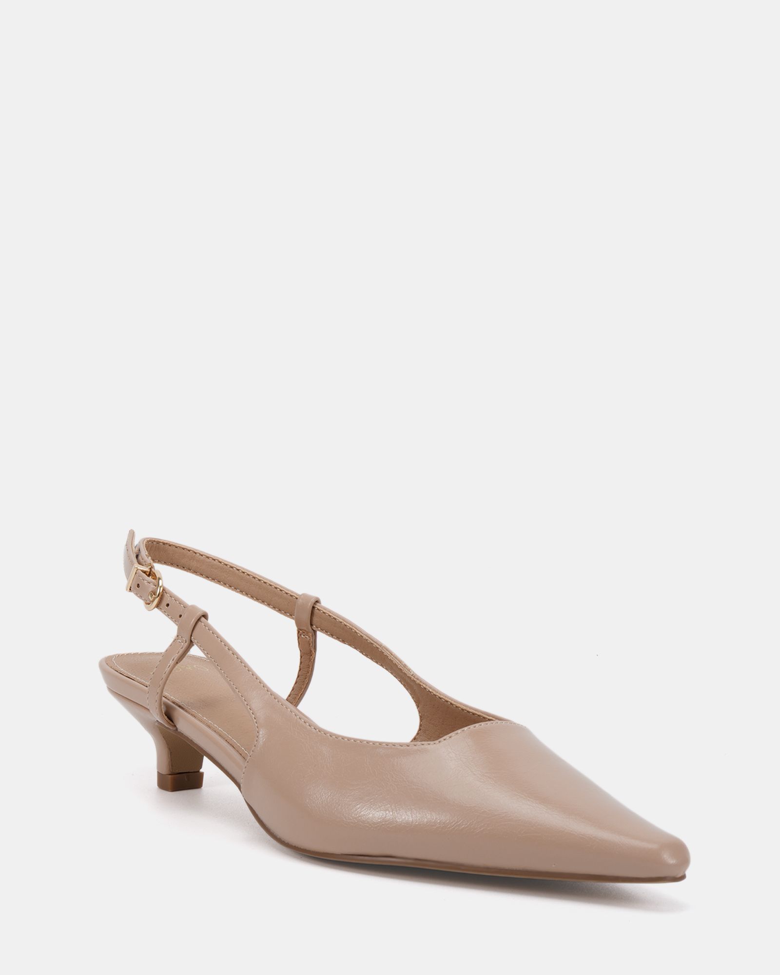 IZZY Nude Low Heel Slingback Point Court