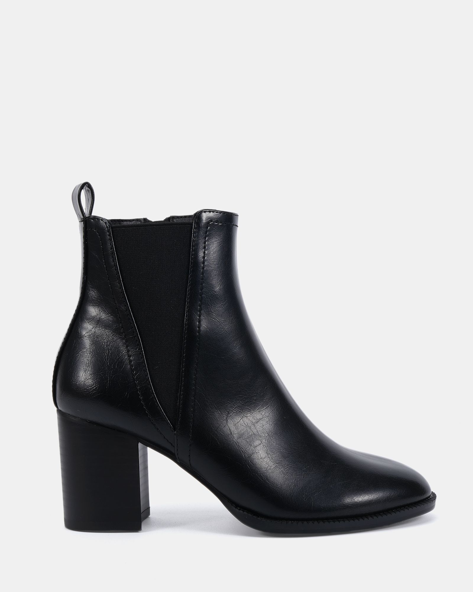 Jessie Black Block Heel V Chelsea Ankle Boot