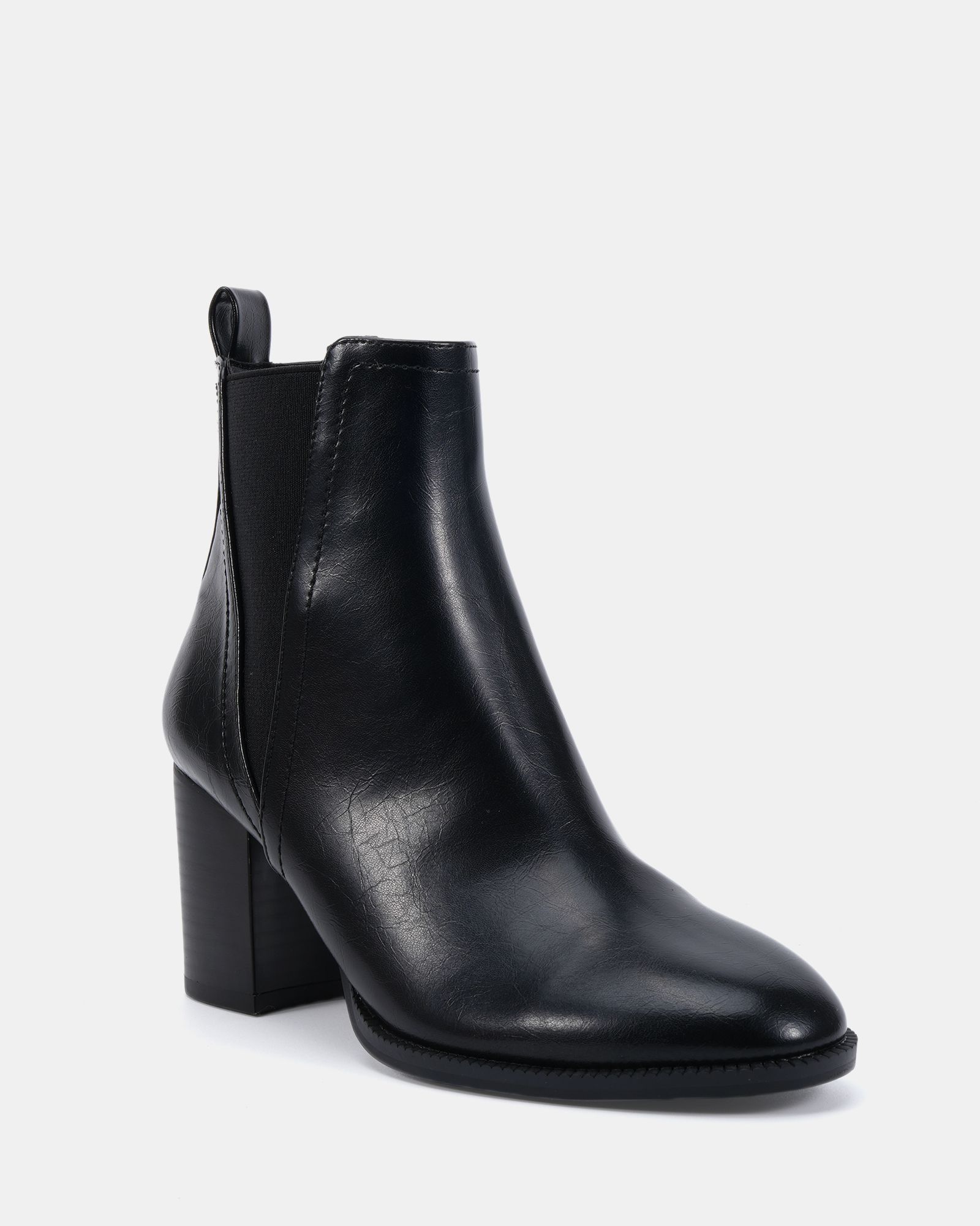 Jessie Black Block Heel V Chelsea Ankle Boot