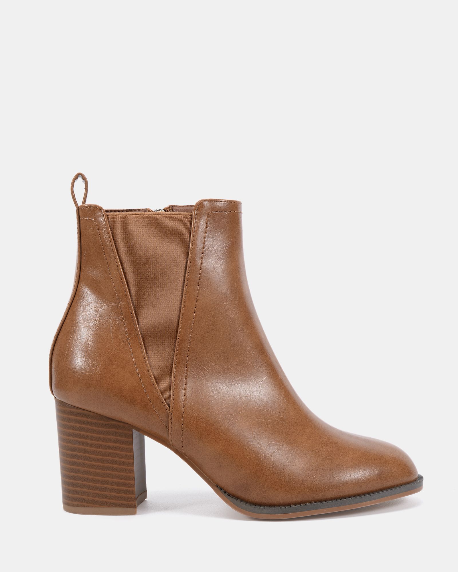 Wide Fit Jessie Tan Block Heel V Chelsea Ankle Boot