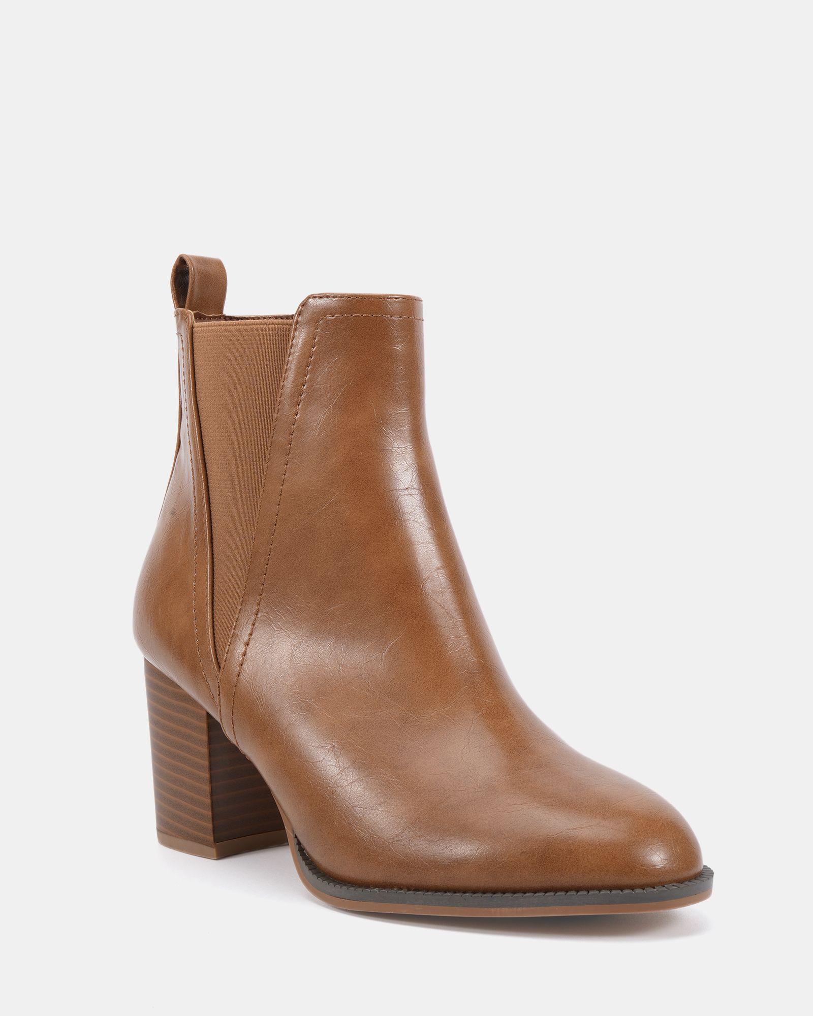 Wide Fit Jessie Tan Block Heel V Chelsea Ankle Boot