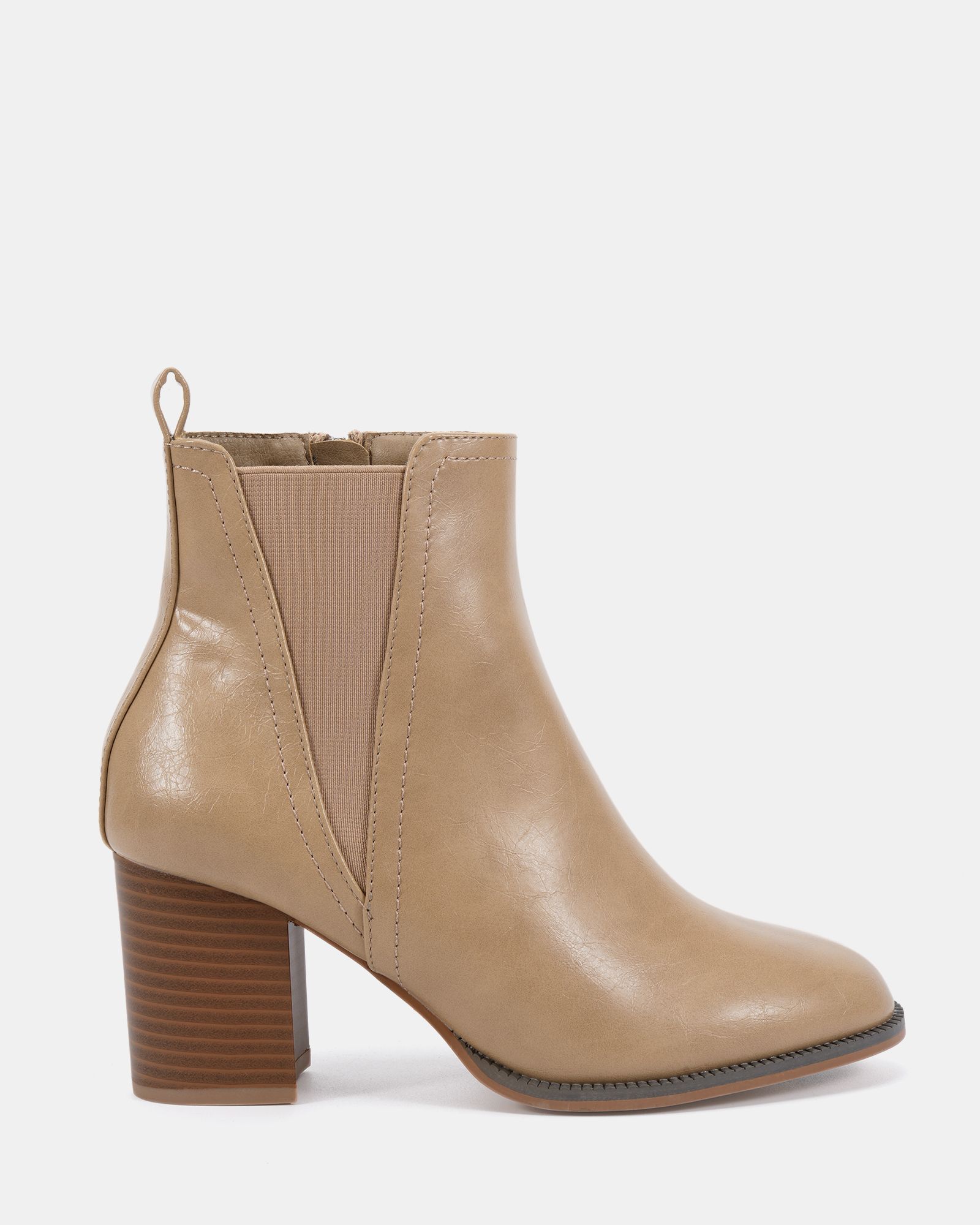 Jessie Taupe Block Heel V Chelsea Ankle Boot