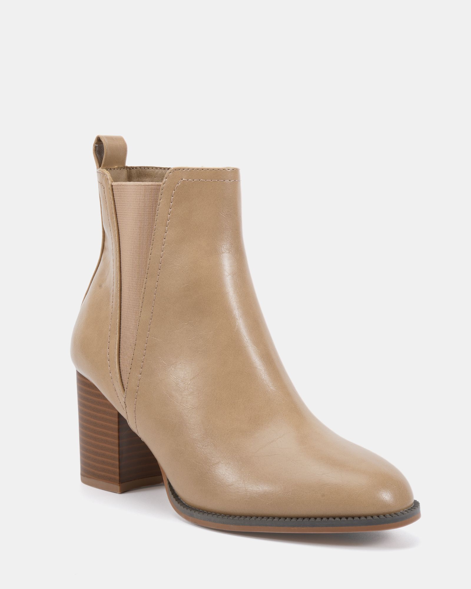 Jessie Taupe Block Heel V Chelsea Ankle Boot