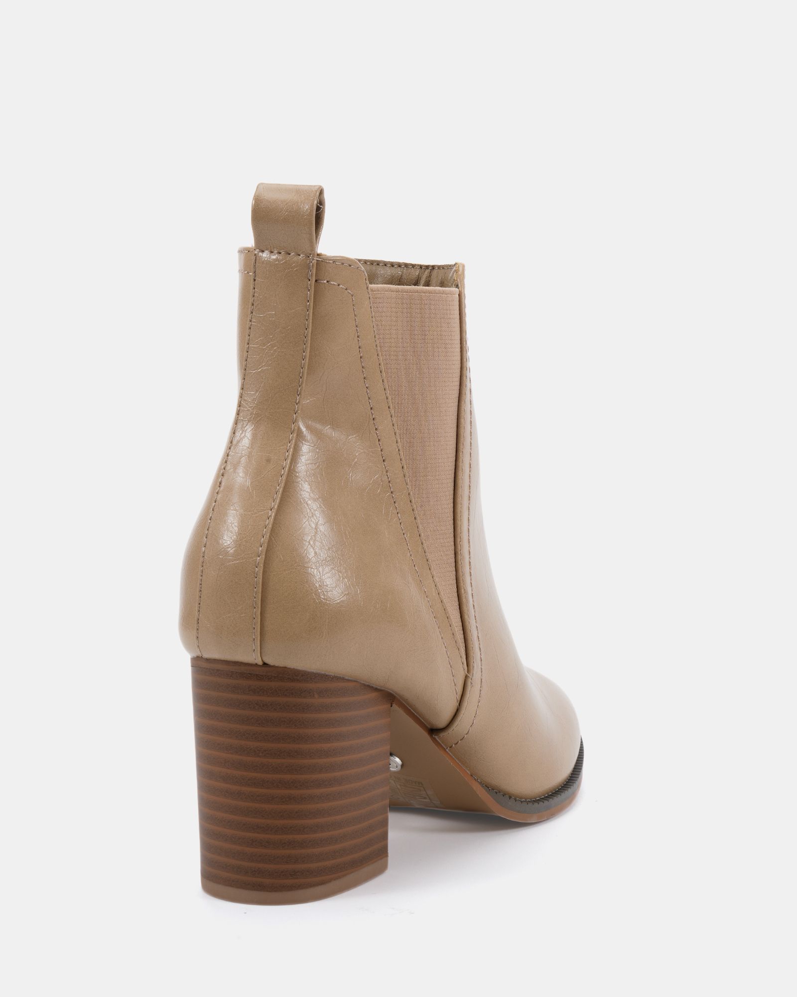 Wide Fit Jessie Taupe Block Heel V Chelsea Ankle Boot