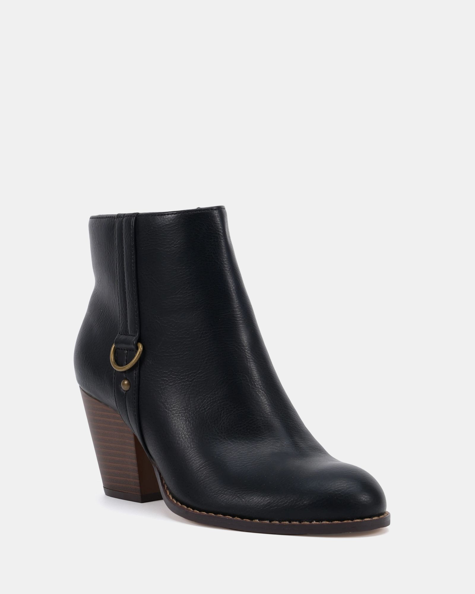 Wide Fit Juliette Black Hardware Heeled Ankle Boot