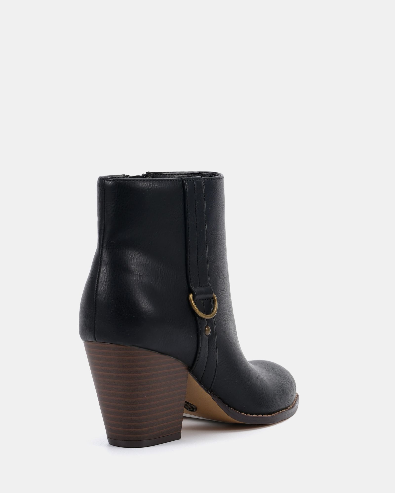 Wide Fit Juliette Black Hardware Heeled Ankle Boot