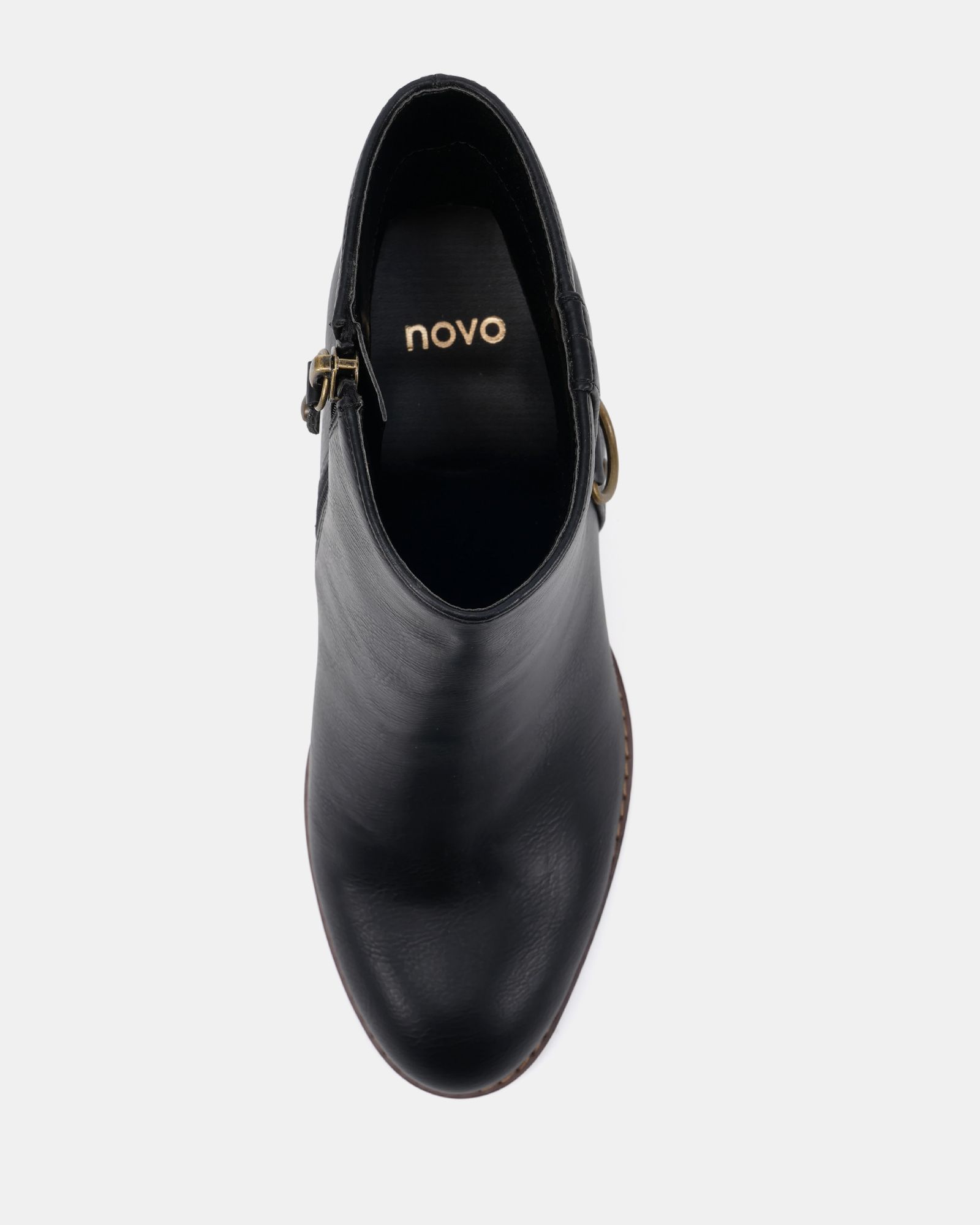 Wide Fit Juliette Black Hardware Heeled Ankle Boot