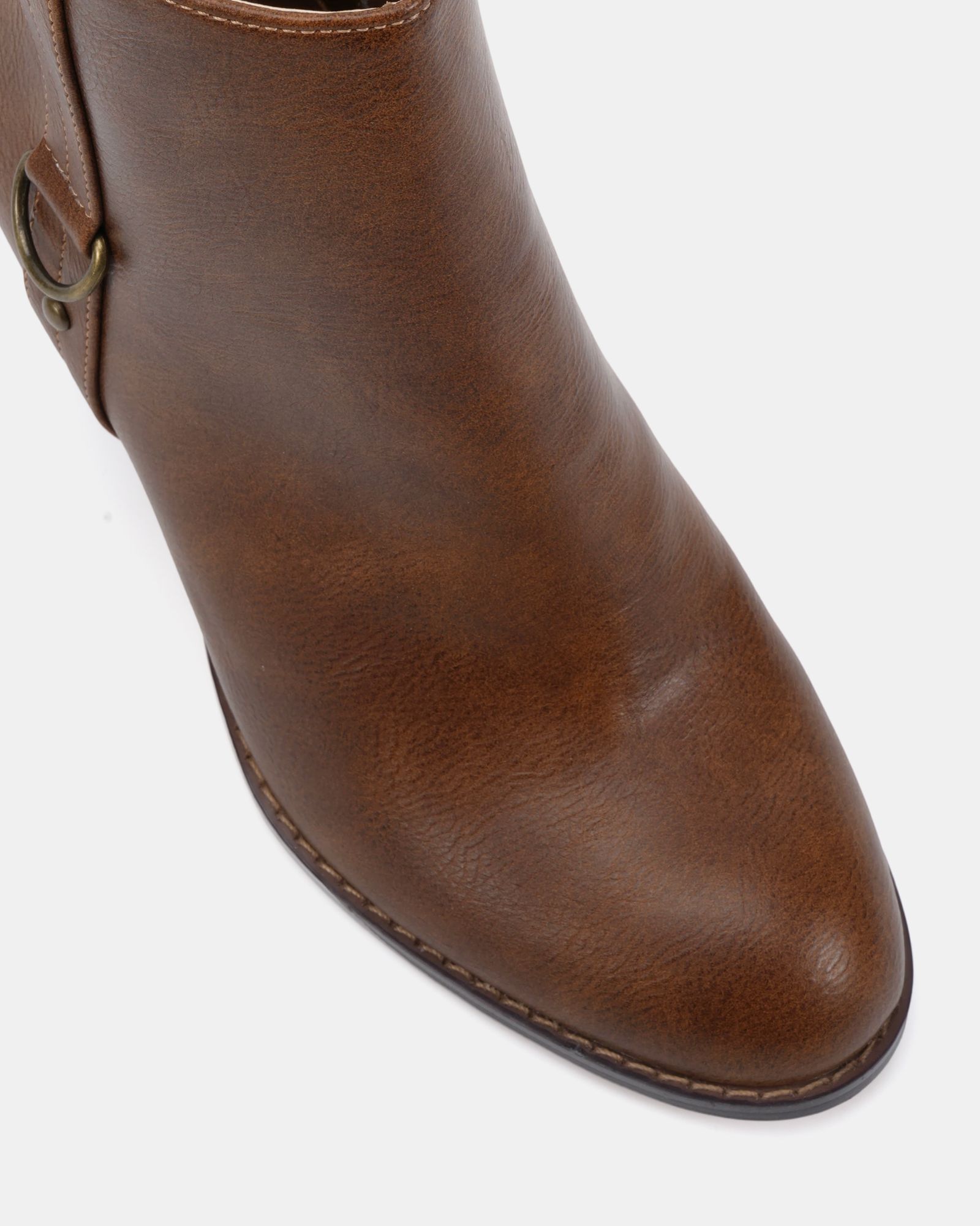 Juliette Tan Hardware Heeled Ankle Boot