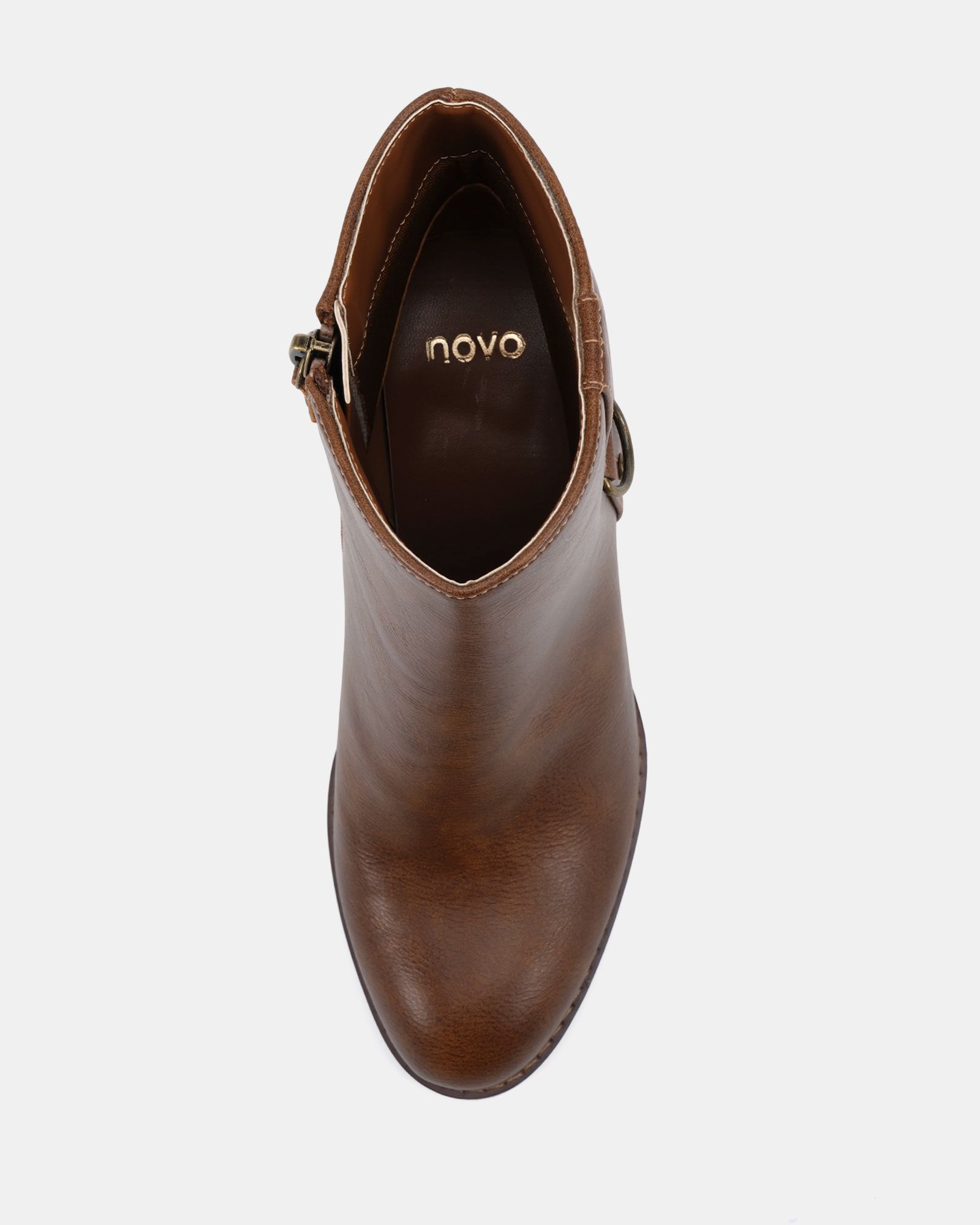 Wide Fit Juliette Tan Hardware Heeled Ankle Boot