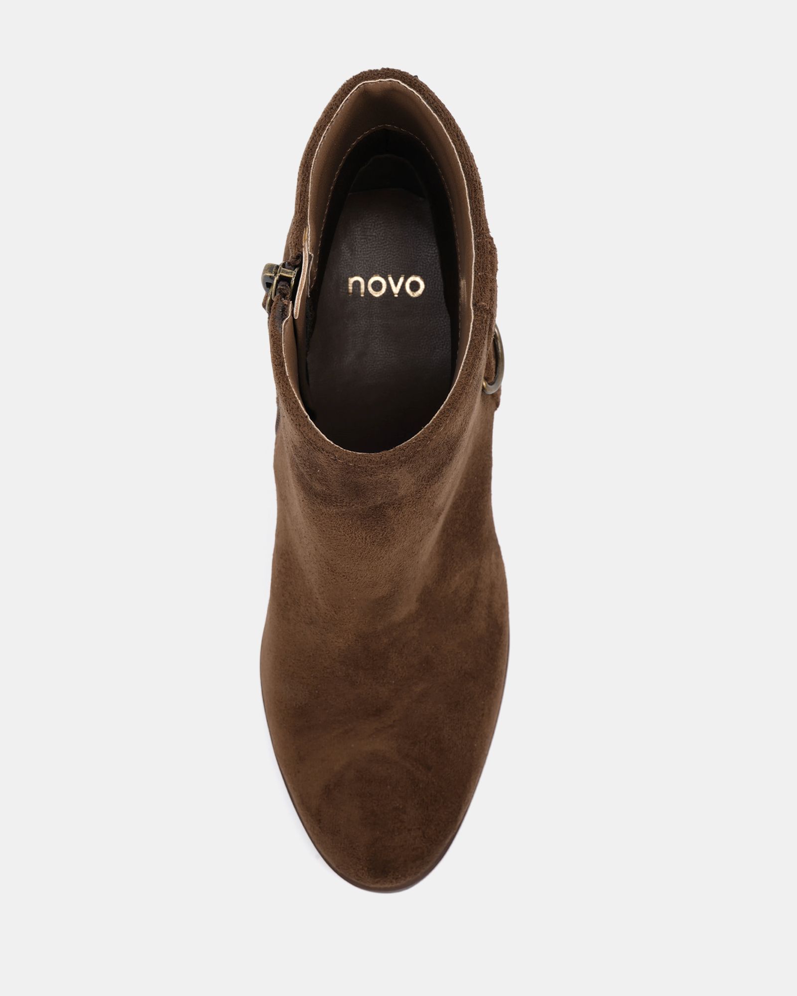 Wide Fit Juliette Brown Hardware Heeled Ankle Boot