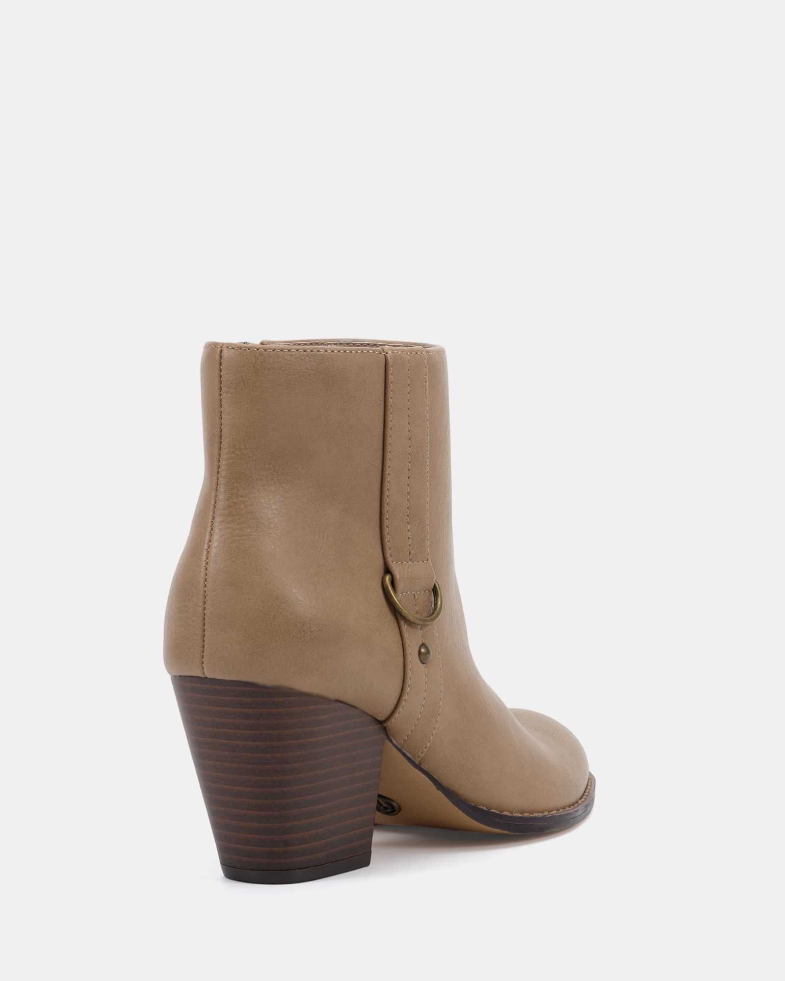 Juliette Taupe Hardware Heeled Ankle Boot