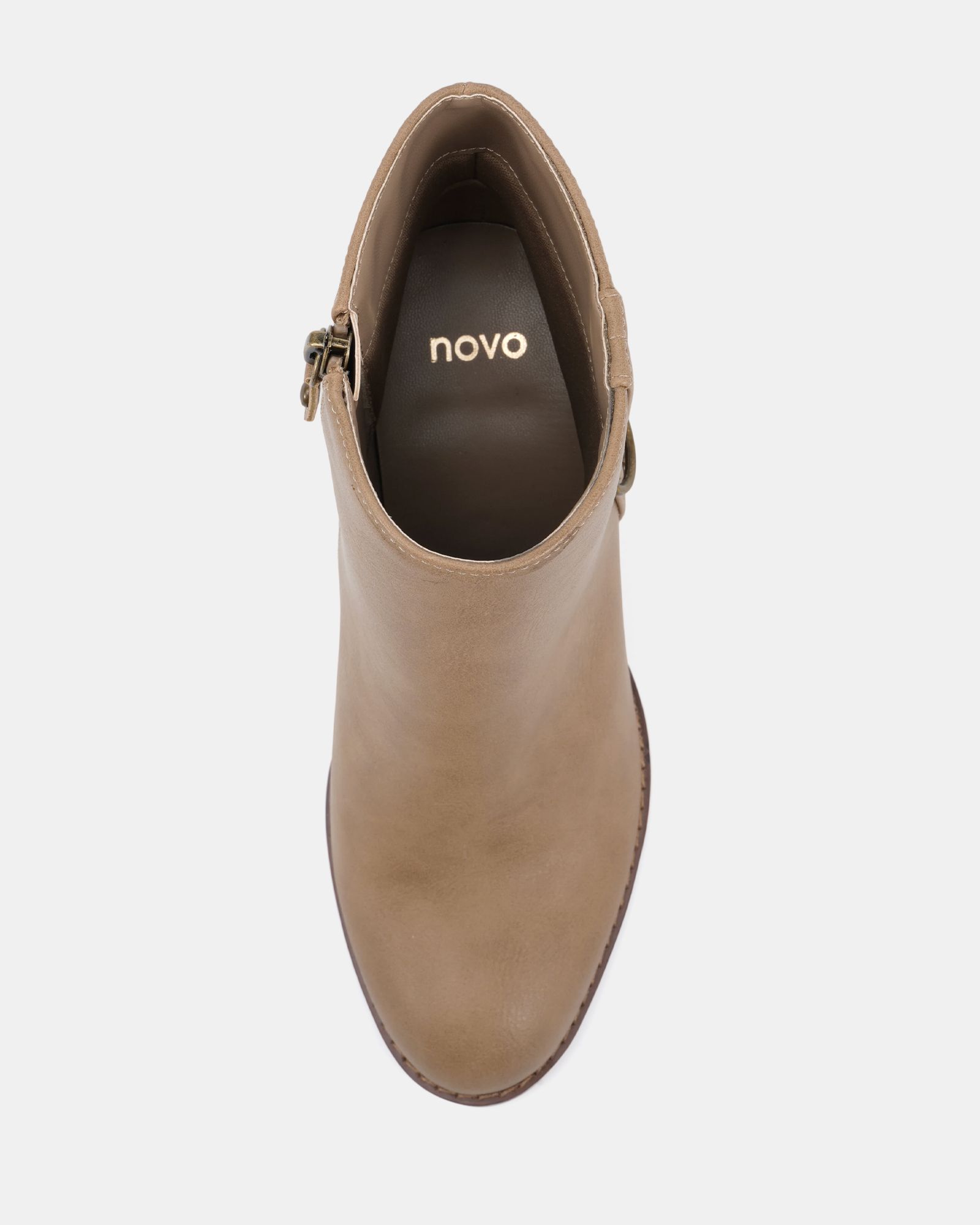 Juliette Taupe Hardware Heeled Ankle Boot