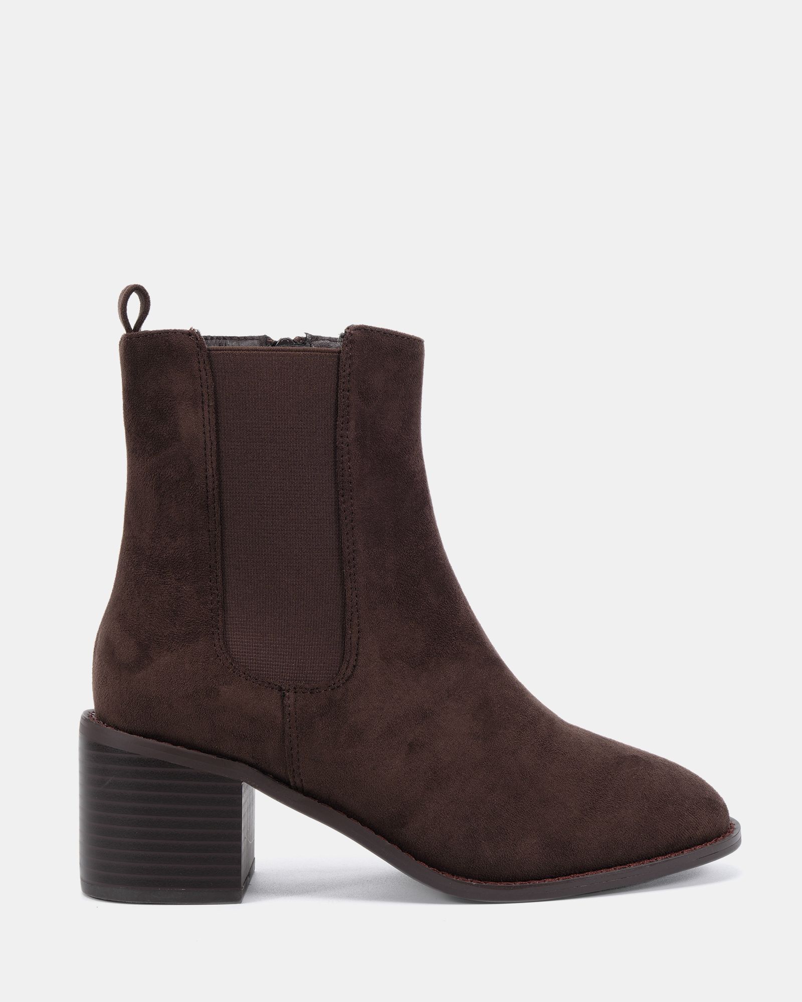 Juno Brown Block Heel Chelsea Ankle Boot