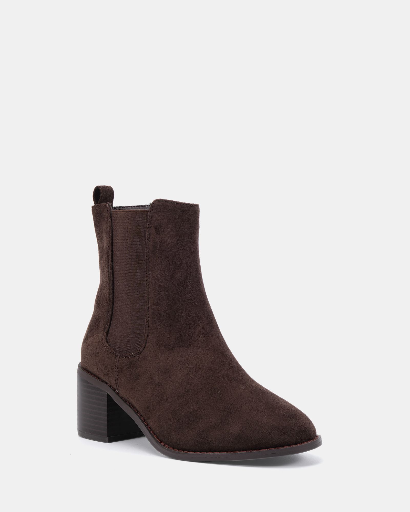Wide Fit Juno Brown Block Heel Chelsea Ankle Boot
