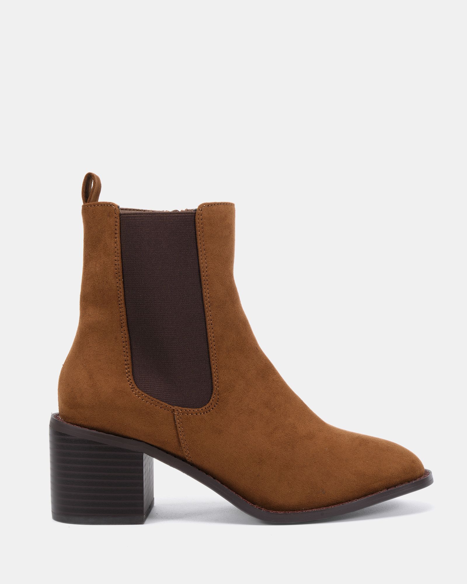 Wide Fit Juno Tan Block Heel Chelsea Ankle Boot