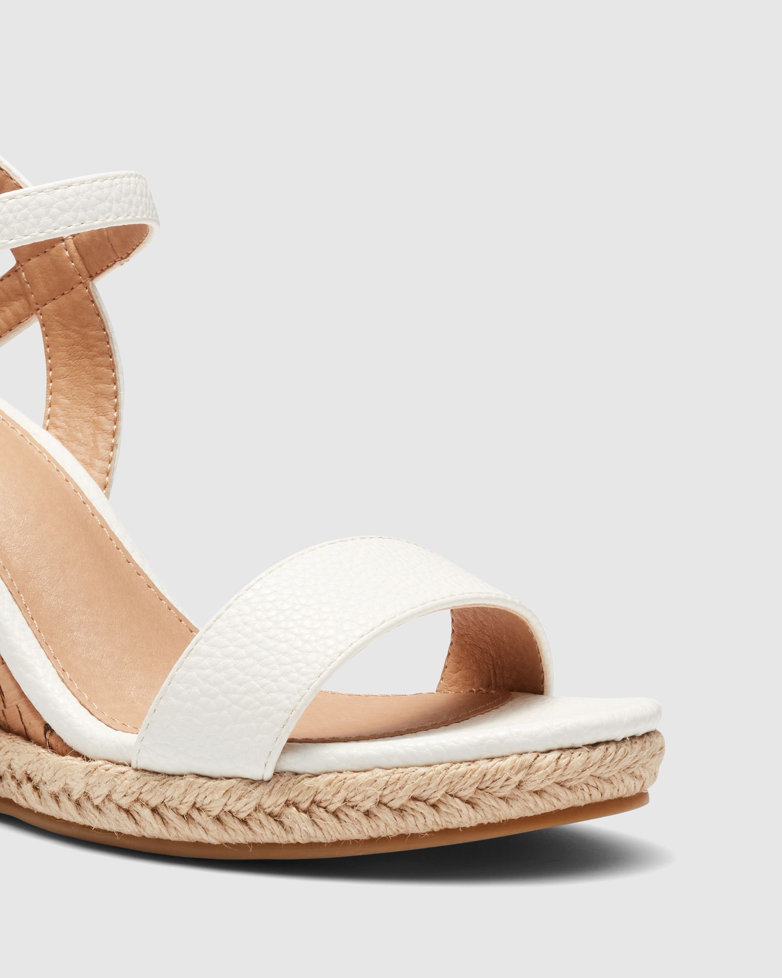 Booma White Cork Wedge Sandal
