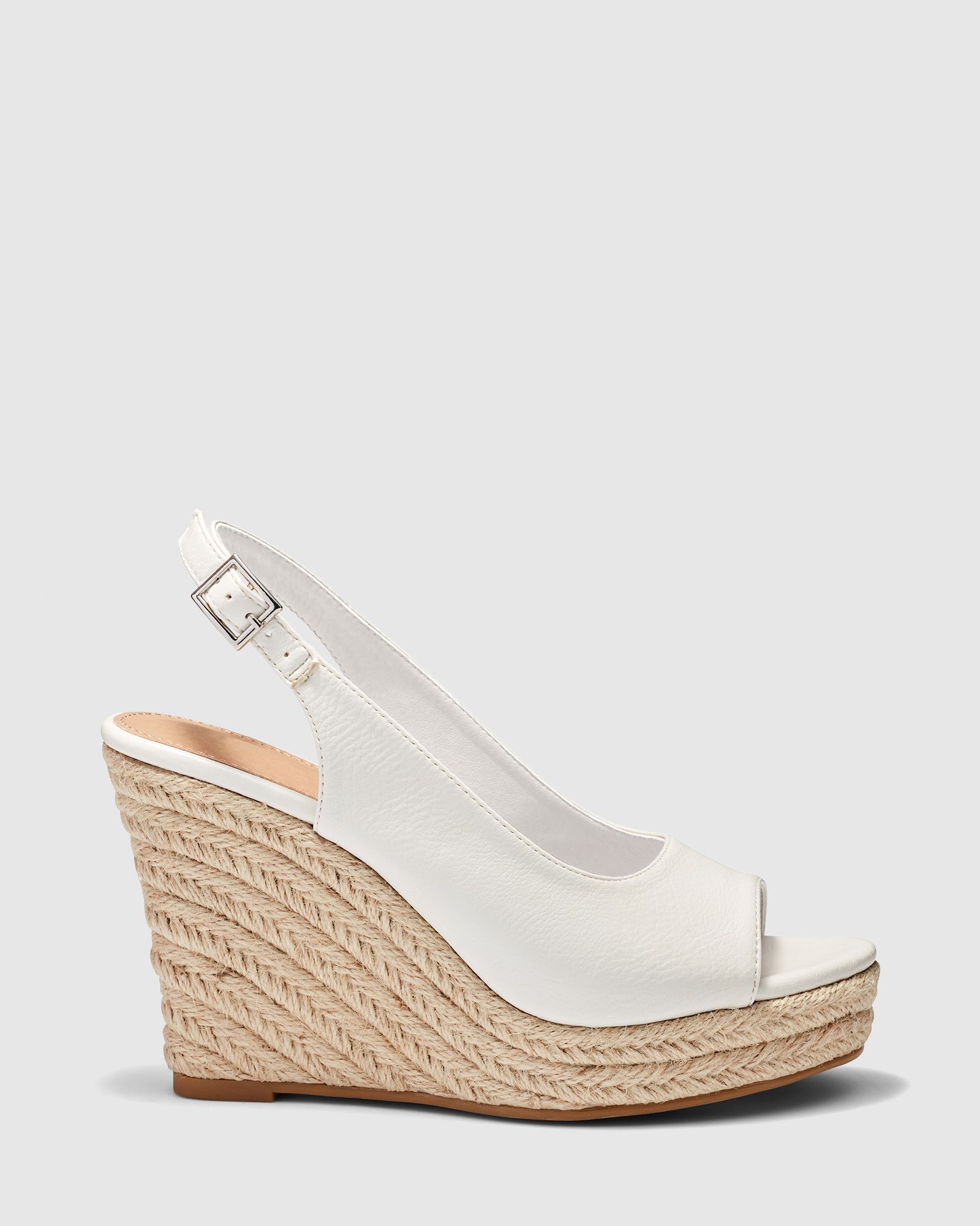 Wide Fit Ocean White Slingback Espadrille Wedge