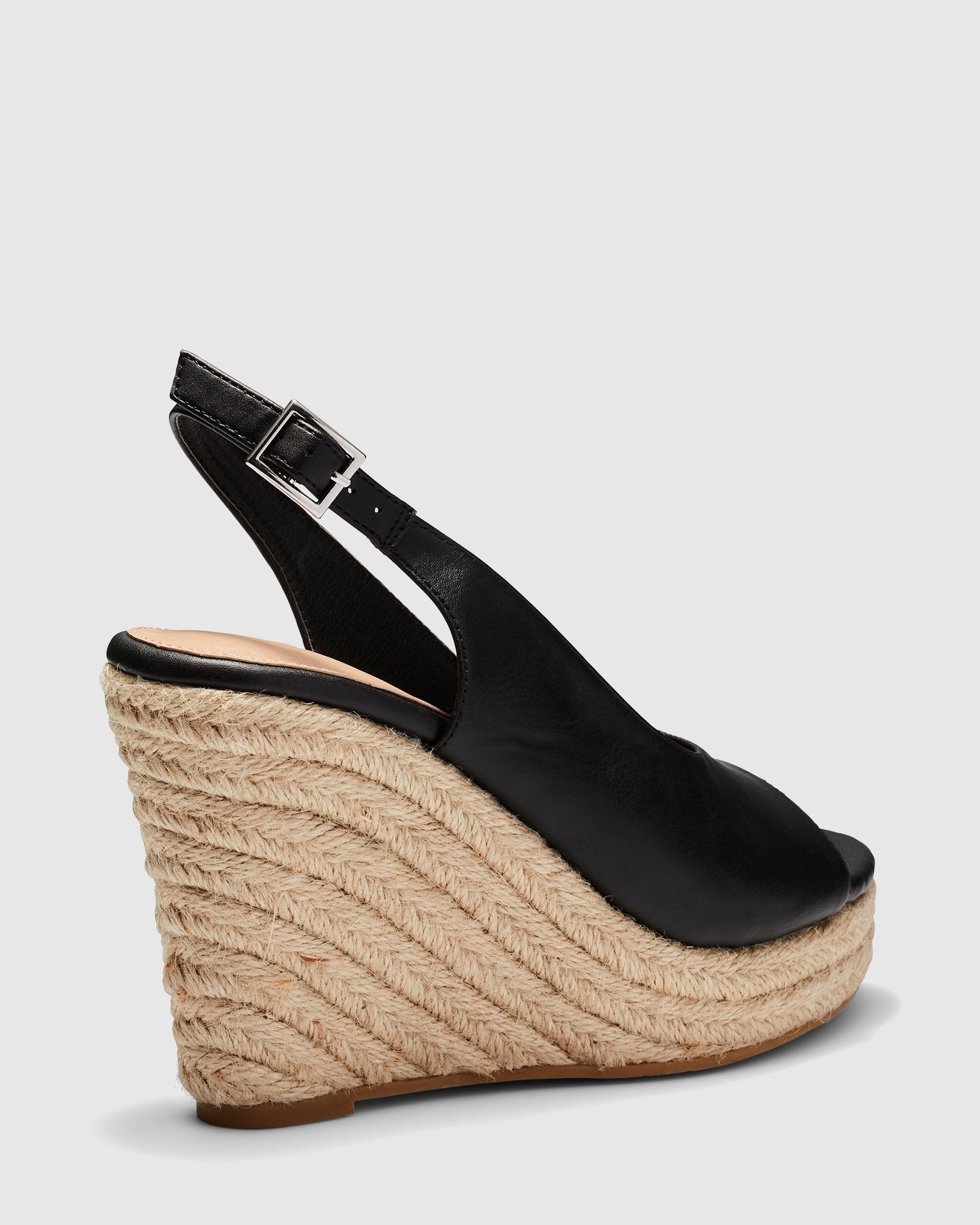 Ocean Black Slingback Espadrille Wedge