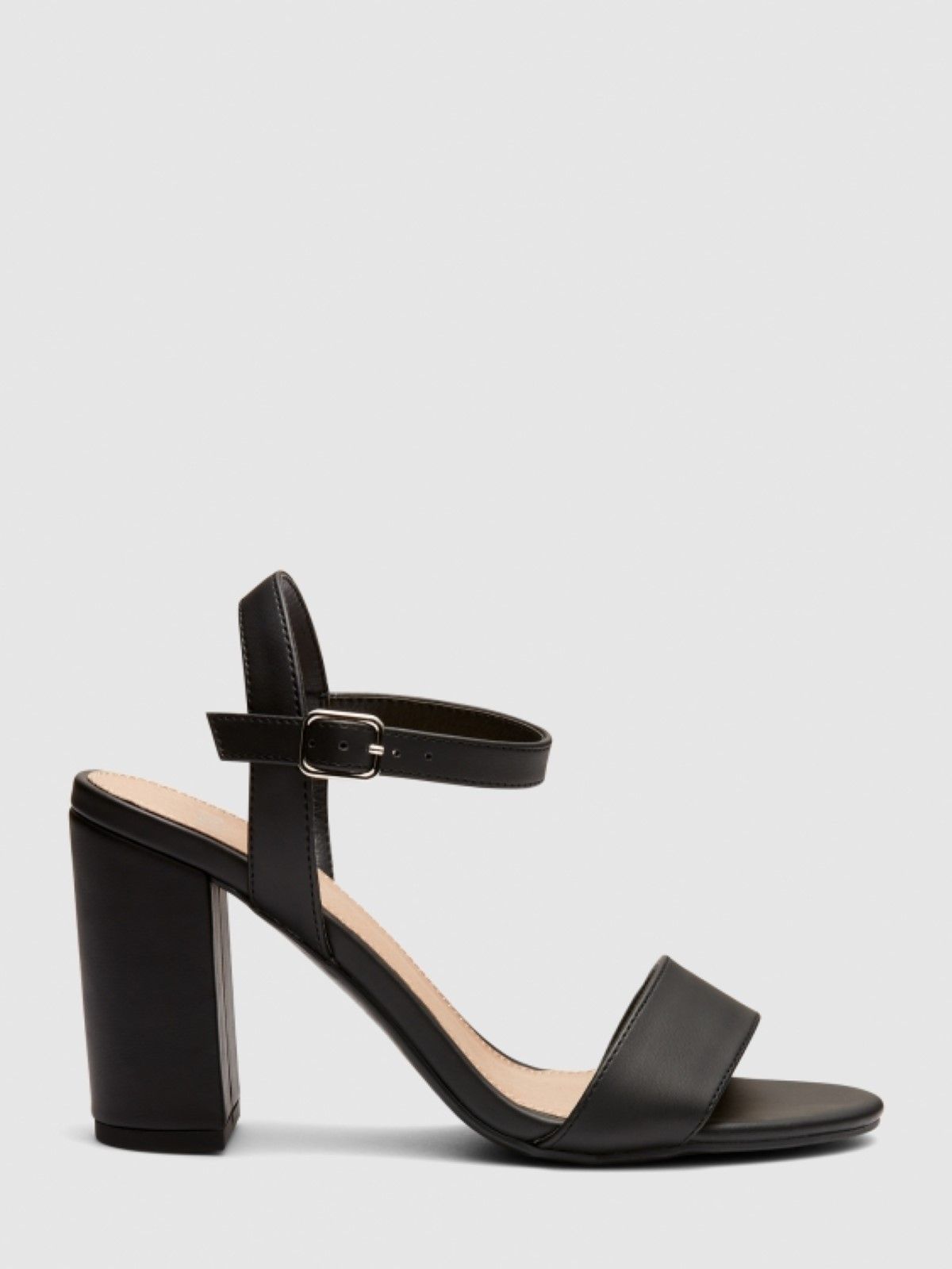 Wide Fit Mills Black Block Heel Sandal