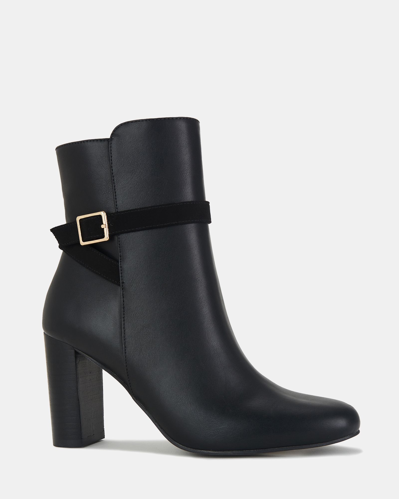 Kacha Block Heel Buckle Detail Ankle Boots