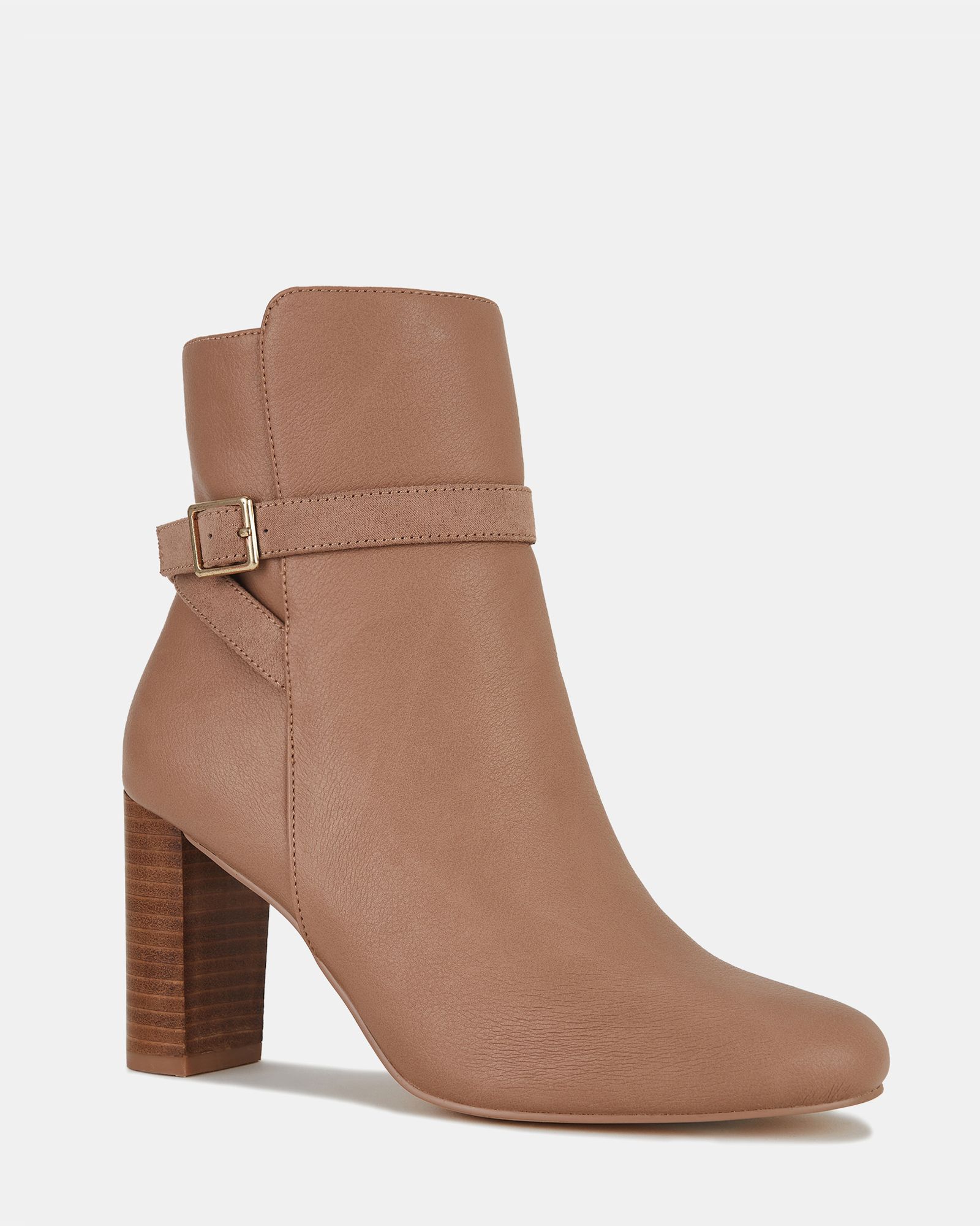 Kacha Block Heel Buckle Detail Ankle Boots