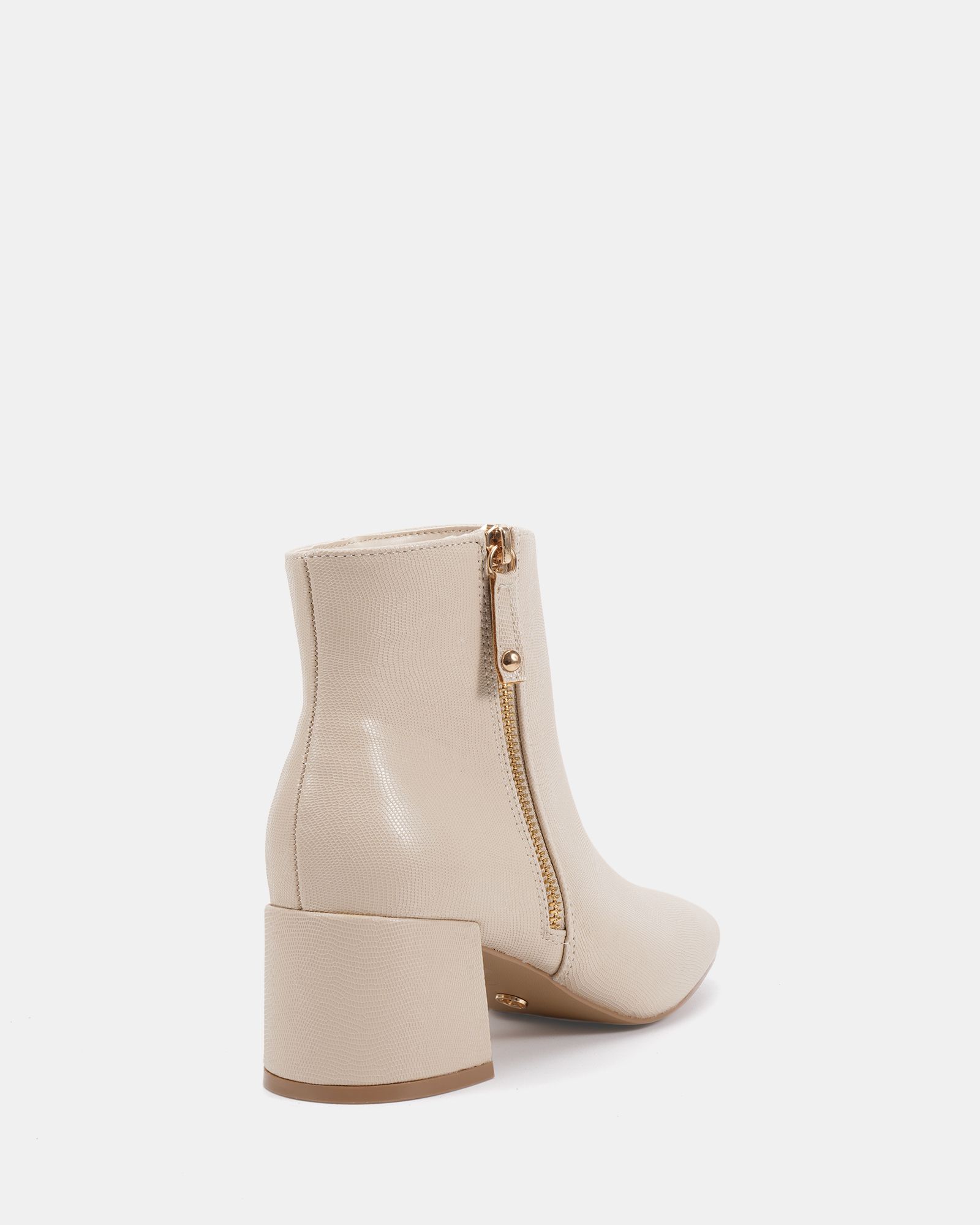WIDE FIT KATE Taupe Zip Side Square Toe Block Heel Ankle Boot