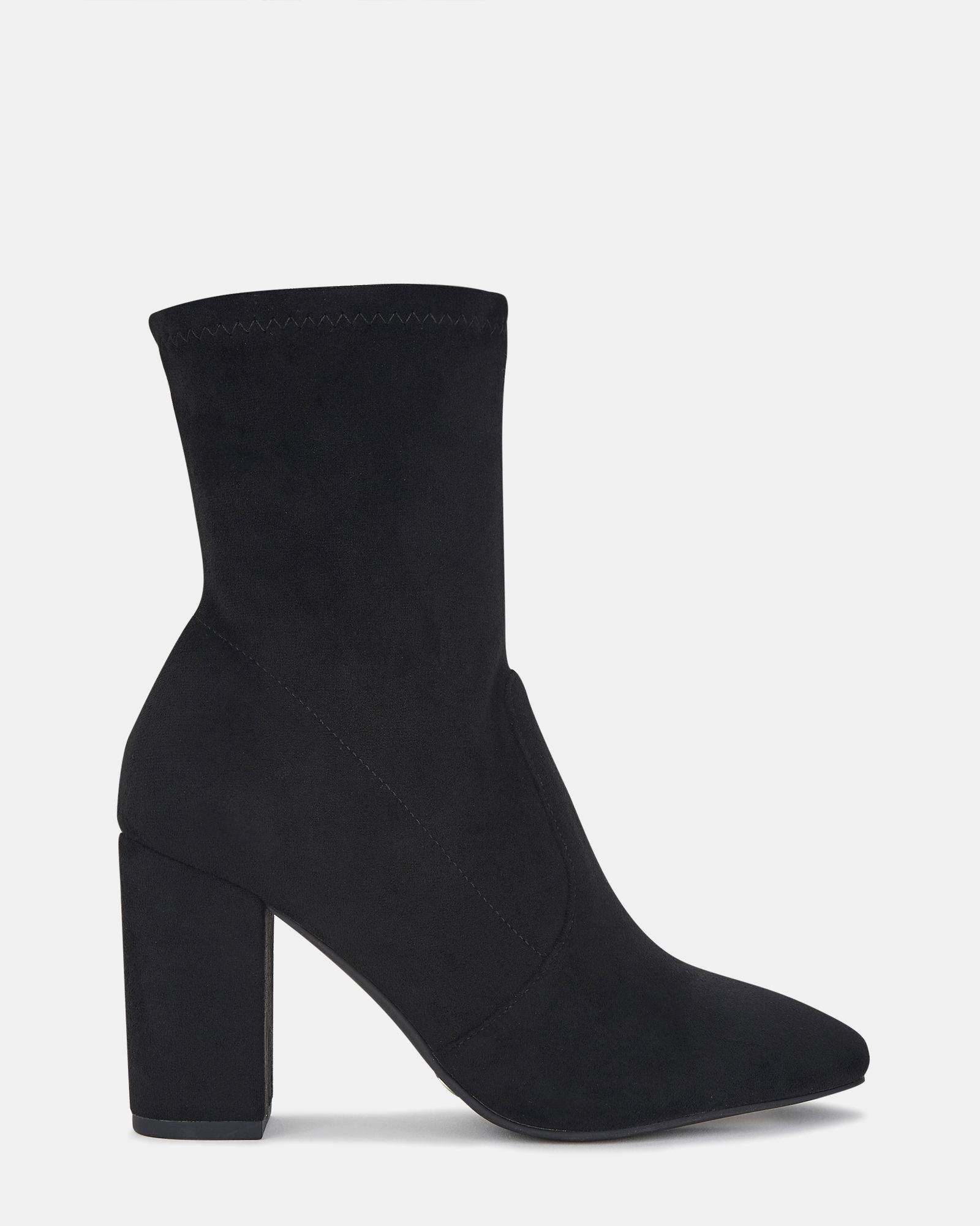 Kellan Black Wide Fit Block Heel Sock Ankle Boot
