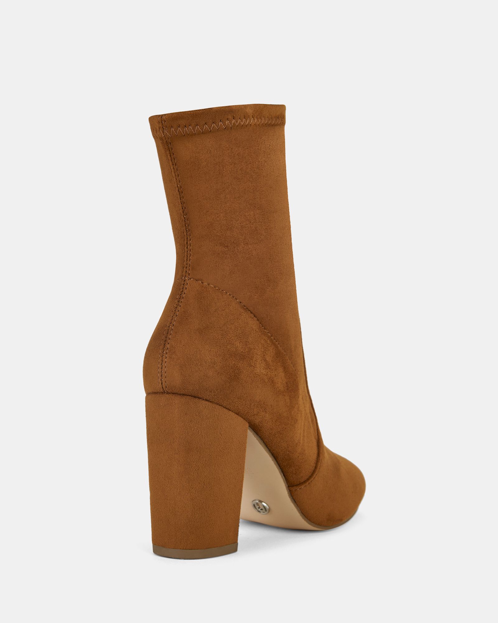 Kellan Tan Block Heel Sock Ankle Boot