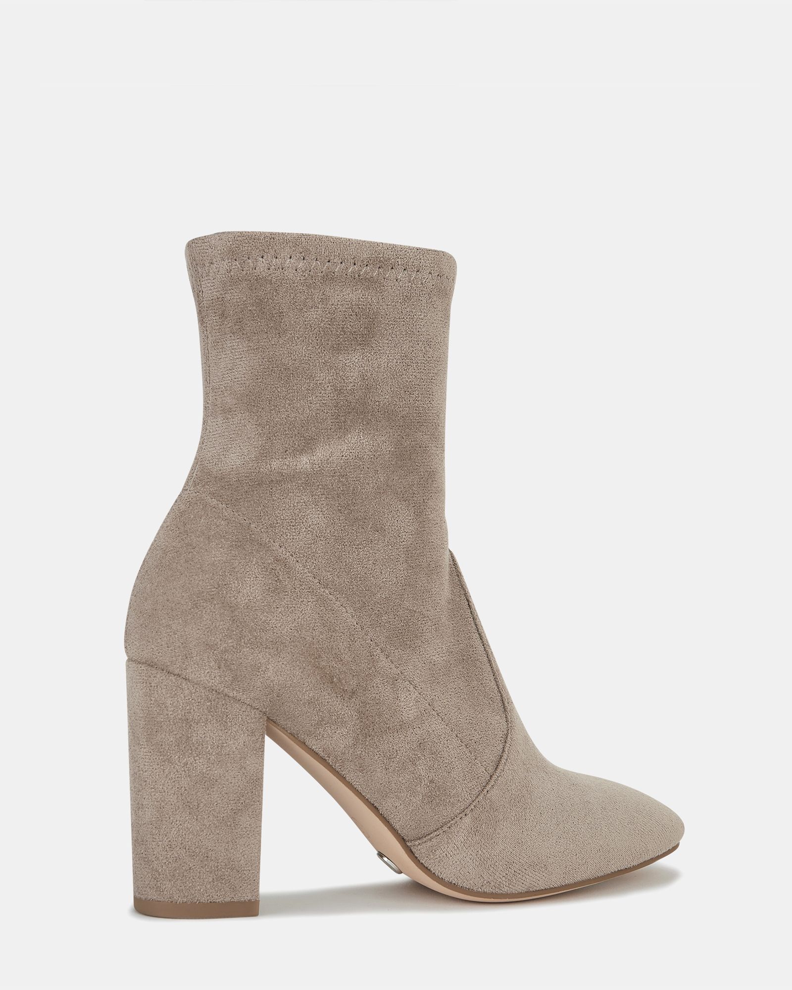 Kellan Taupe Wide Fit Block Heel Sock Ankle Boot