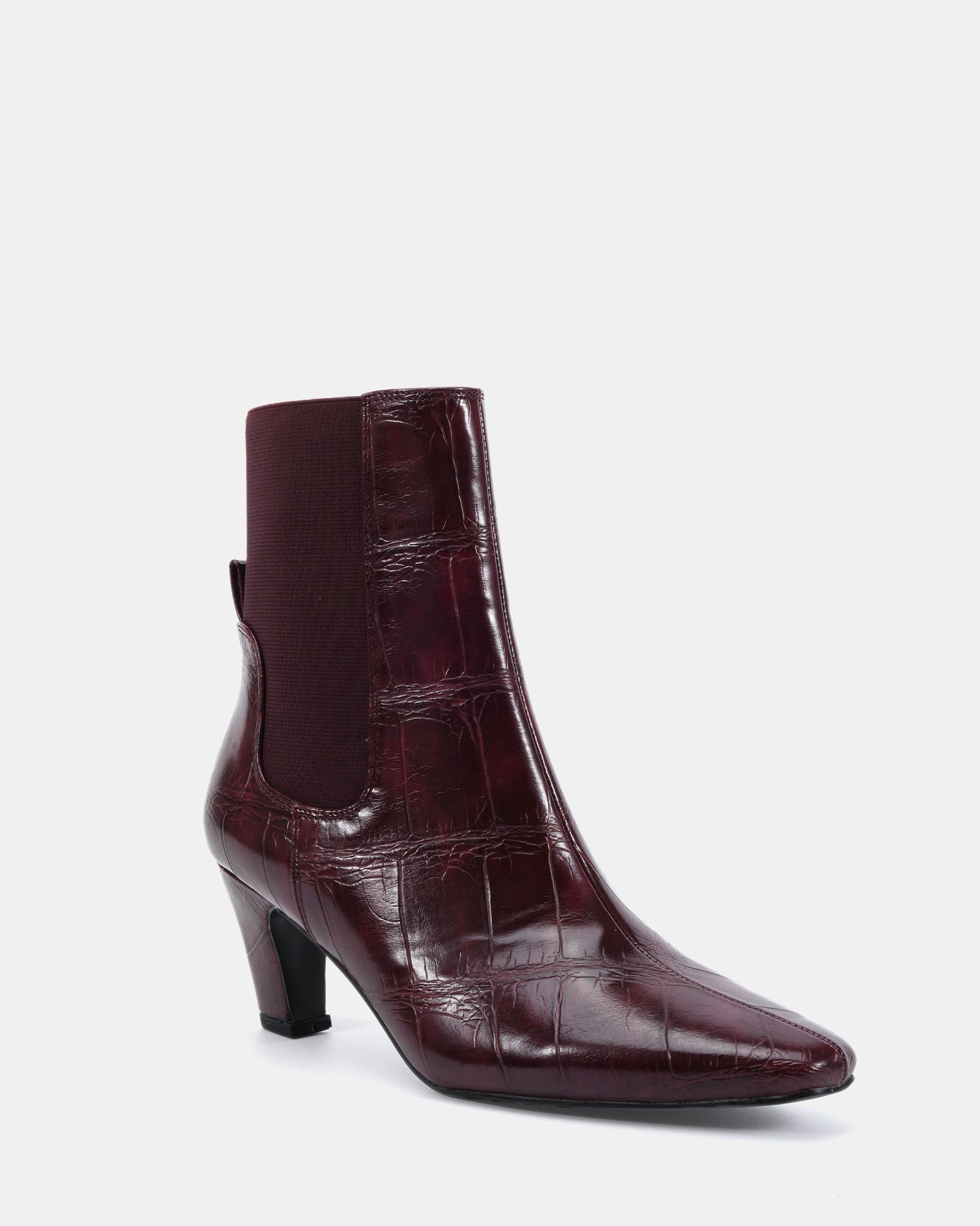 WIDE FIT KENNEDY Brown Curved Mid Heel Chelsea Ankle Boot