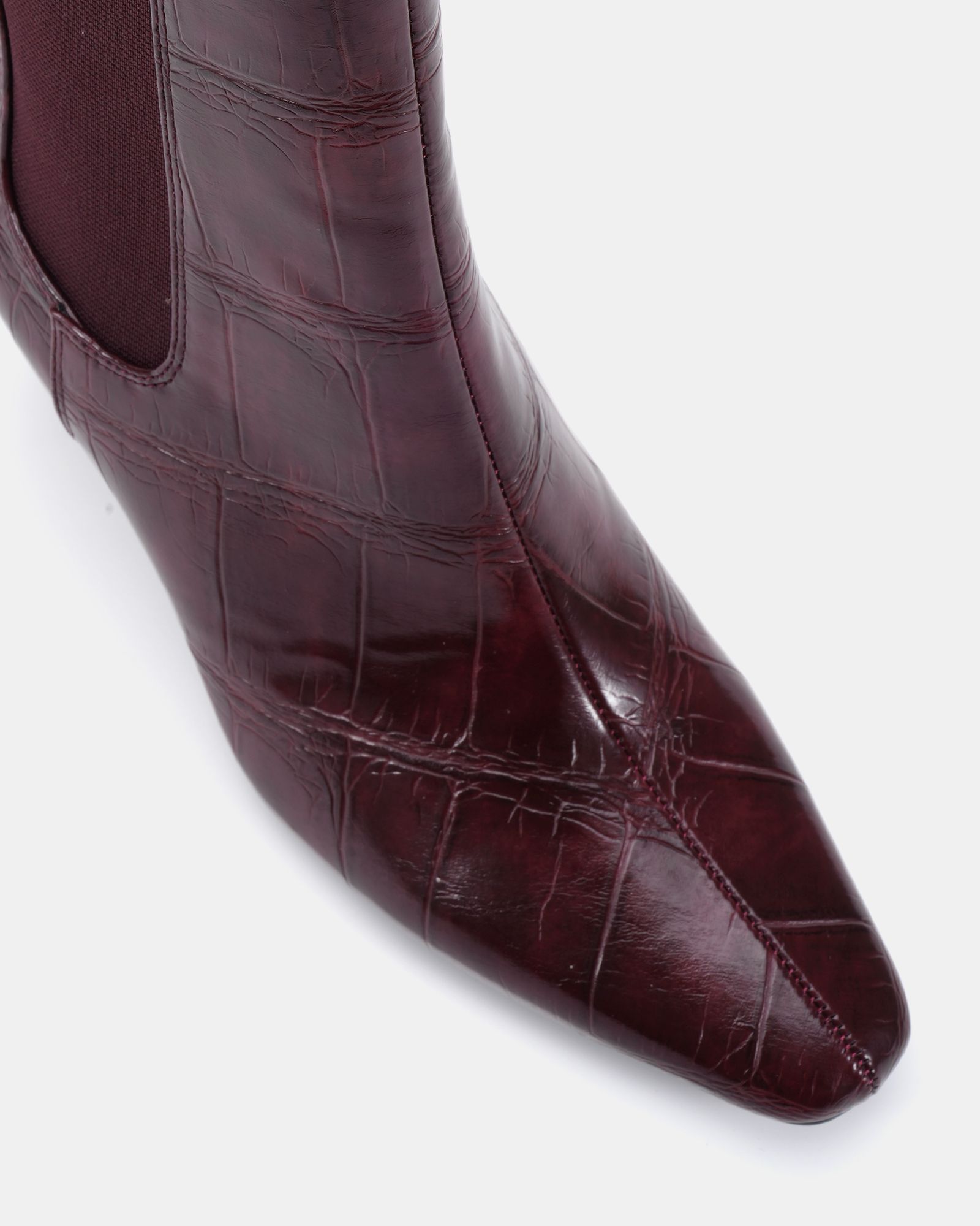 KENNEDY Burgundy Curved Mid Heel Chelsea Ankle Boot