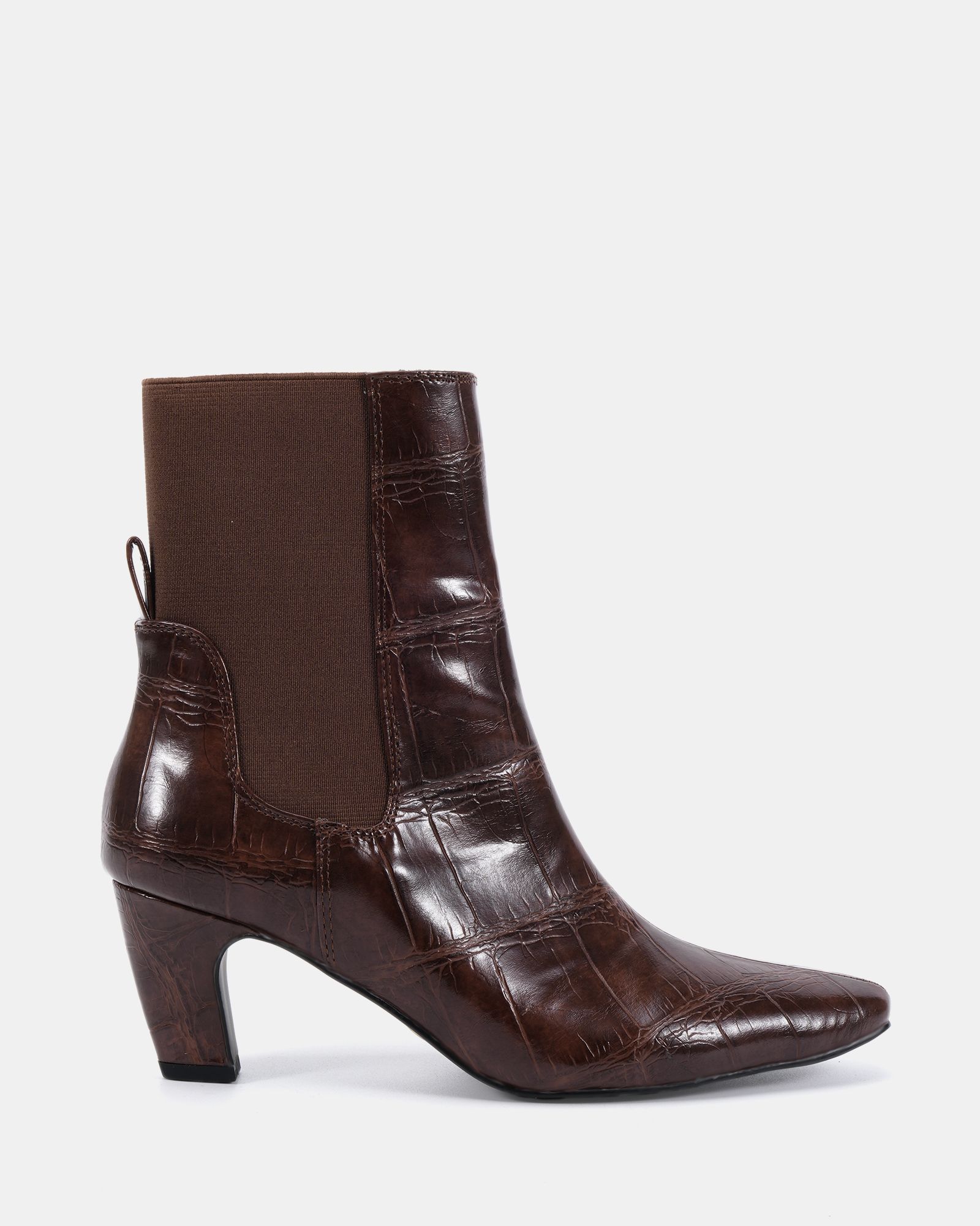 WIDE FIT KENNEDY Burgundy Curved Mid Heel Chelsea Ankle Boot