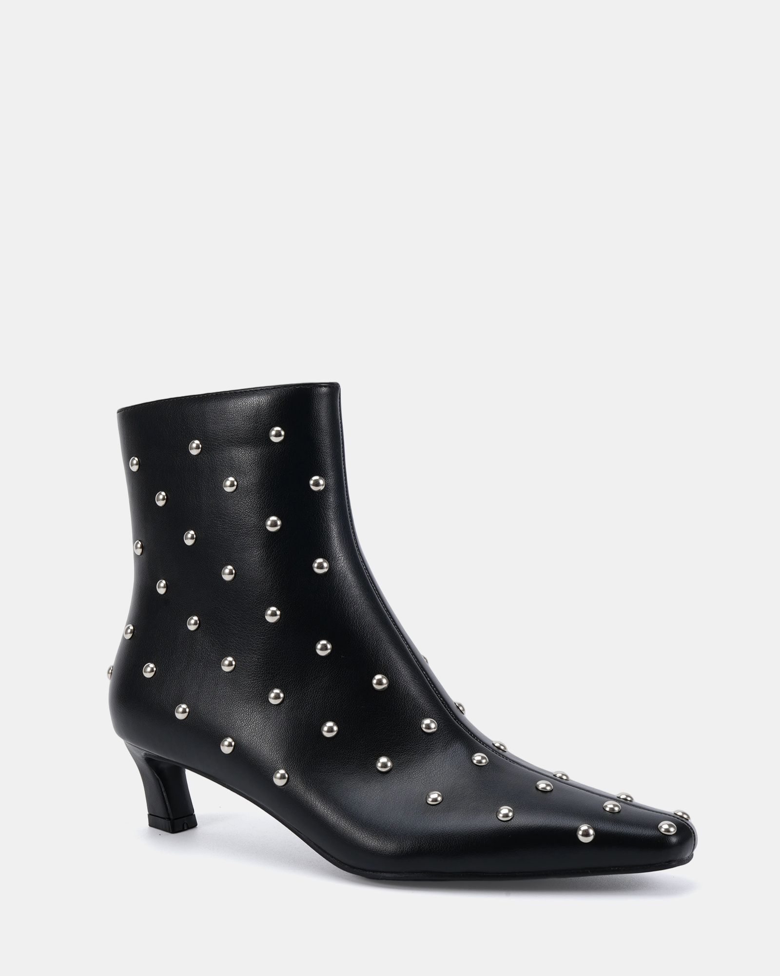 Kiki Black Studded Low Heel Ankle Boot